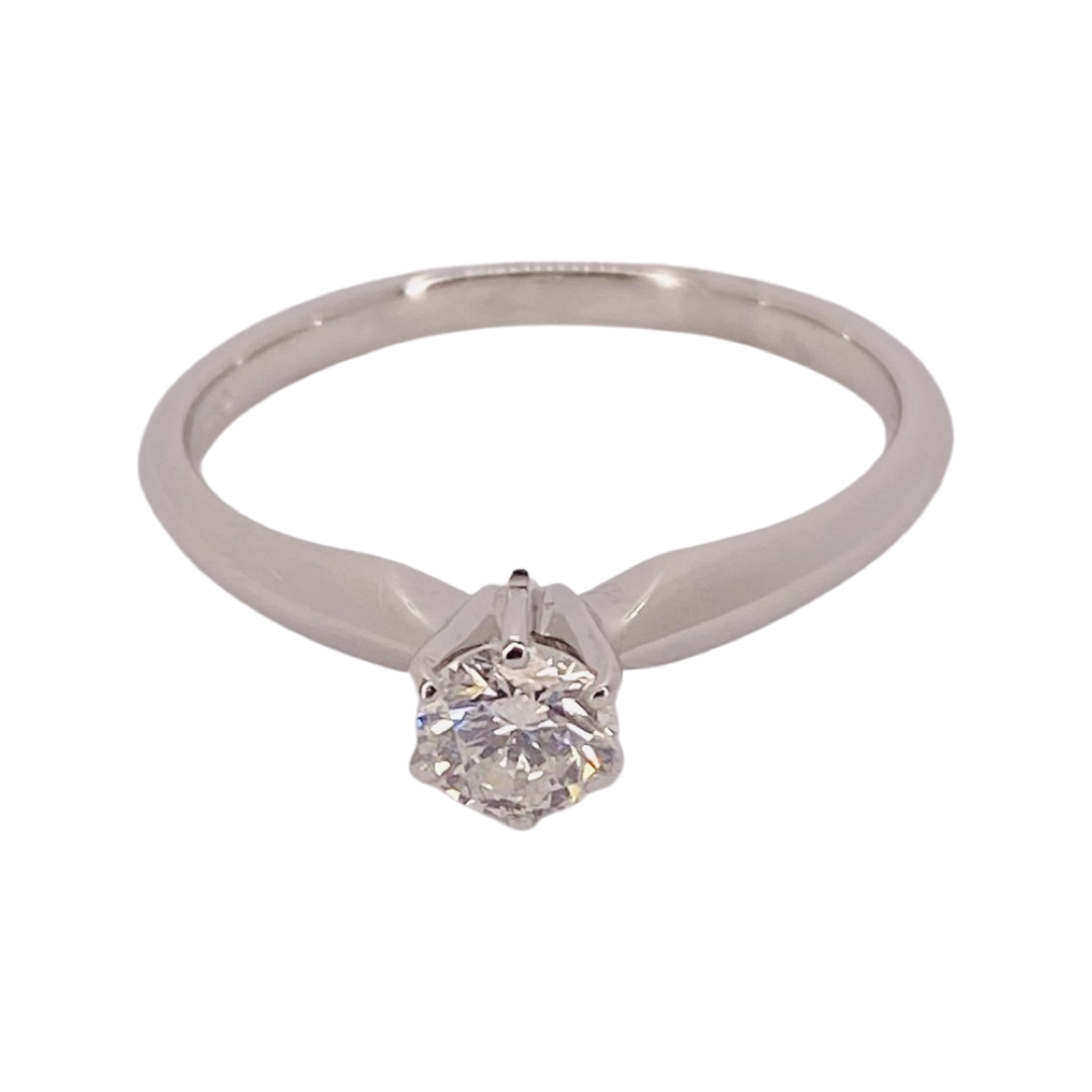 14K White Gold Solitaire Diamond Ring