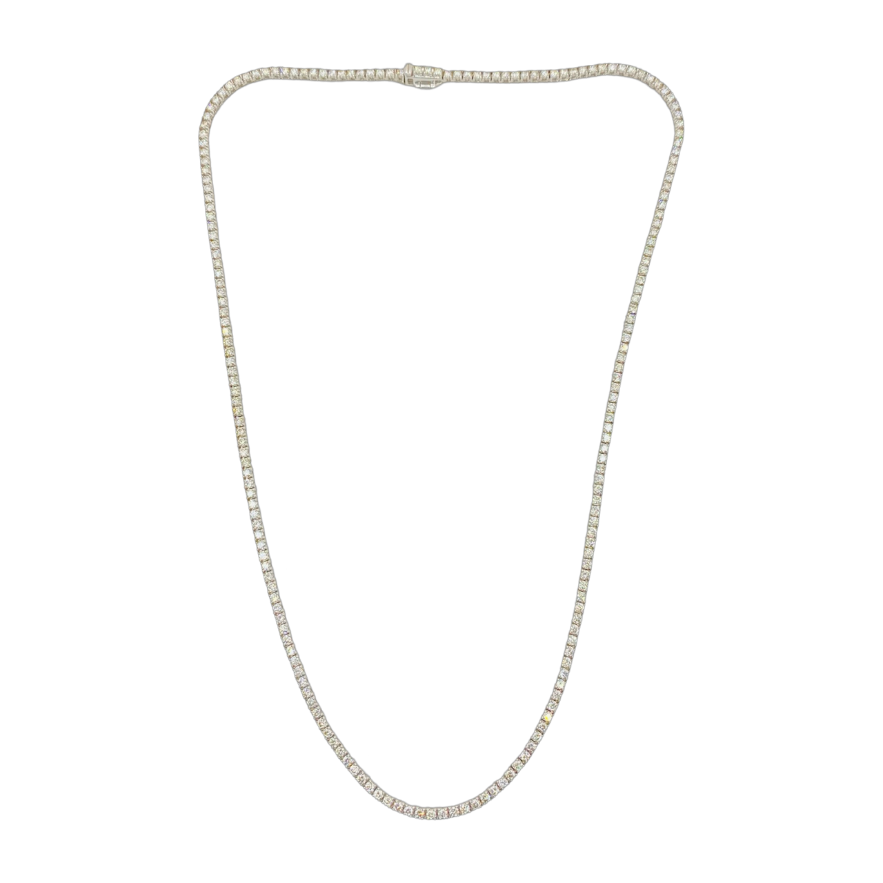 14K White Gold Tennis Necklace 4.27 Carats Round Diamonds H-I, SI