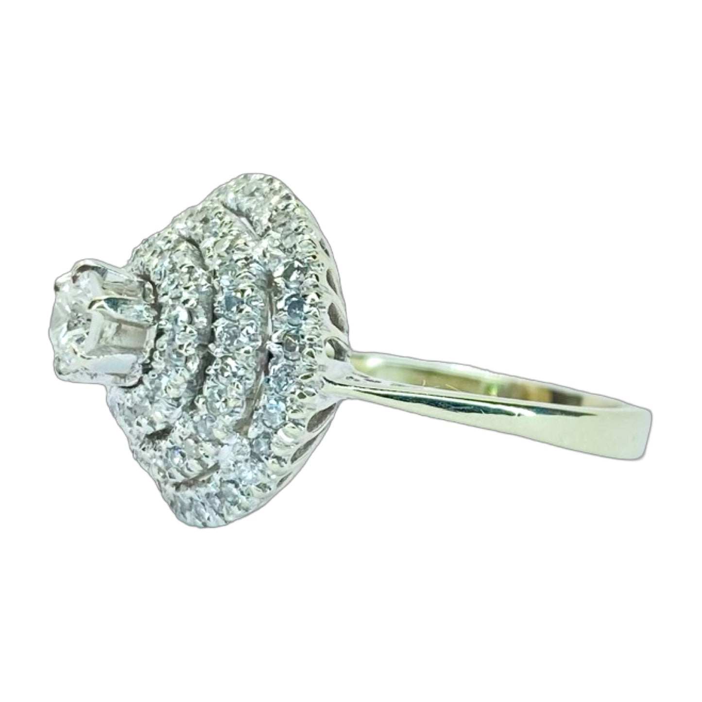 Estate Jewelry 18K White Gold Ballerina Style Diamond Cocktail Ring