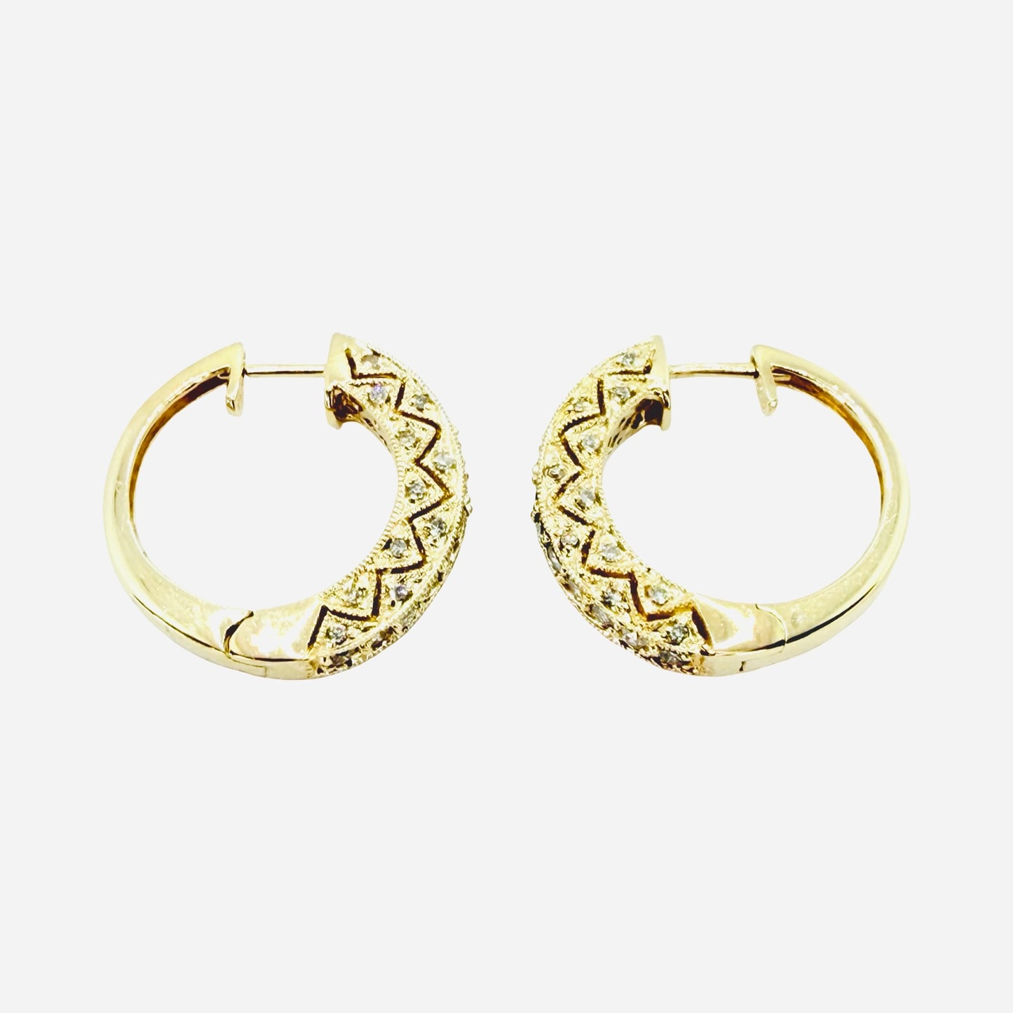 14K Yellow Gold Diamond Hoop Earrings 1.00 Carat