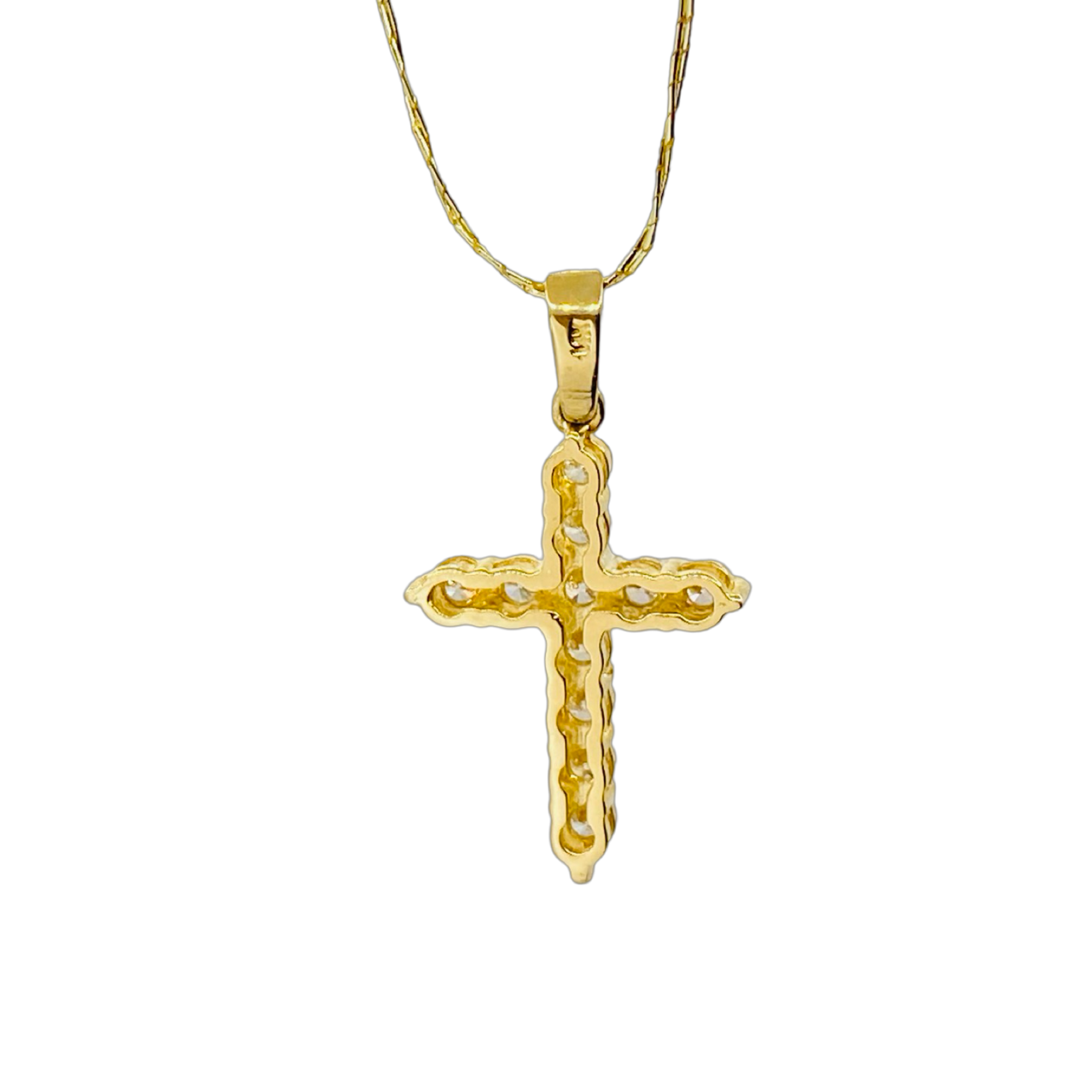 14K Yellow Gold Diamond Cross Pendant 1.00 Carat F,VS