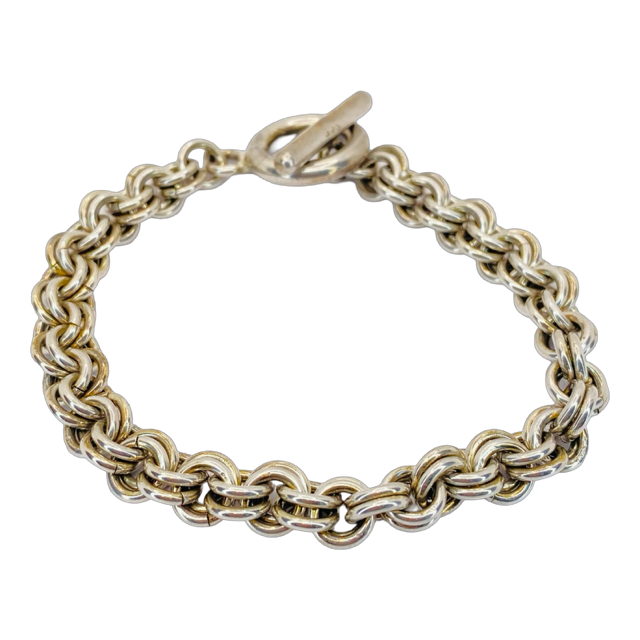 Silver Multi Link Round Chain Bracelet