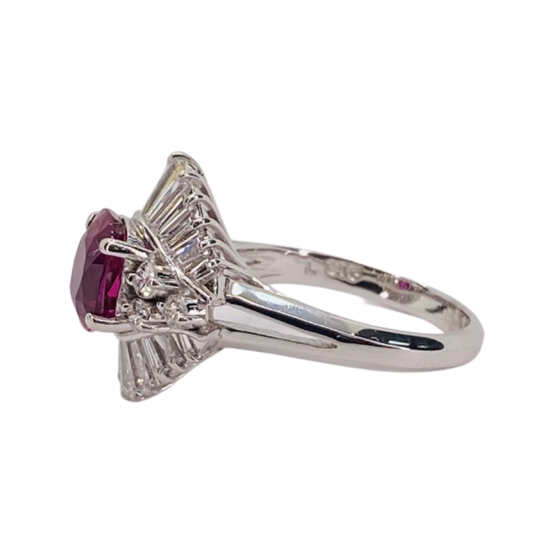 14K White Gold 2.00CTS Oval Ruby Ring