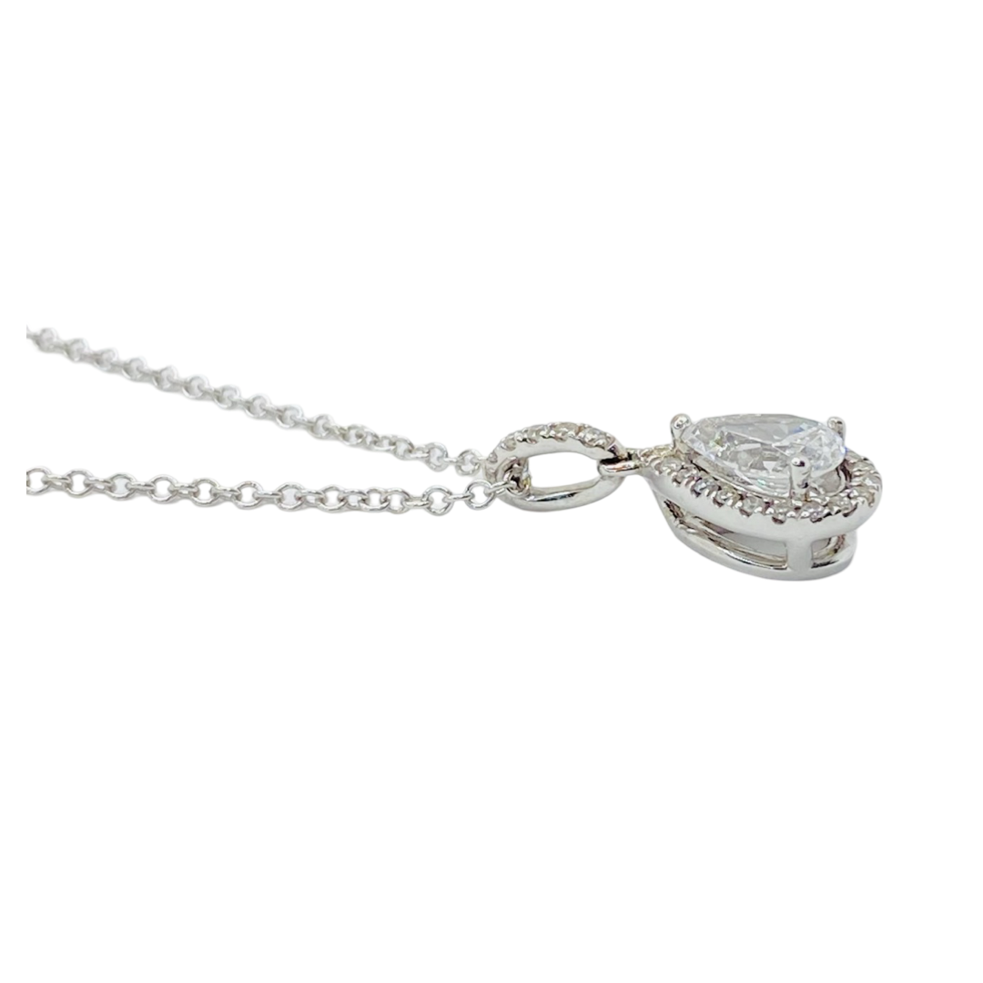 14K White Gold Pear Diamond Pendant