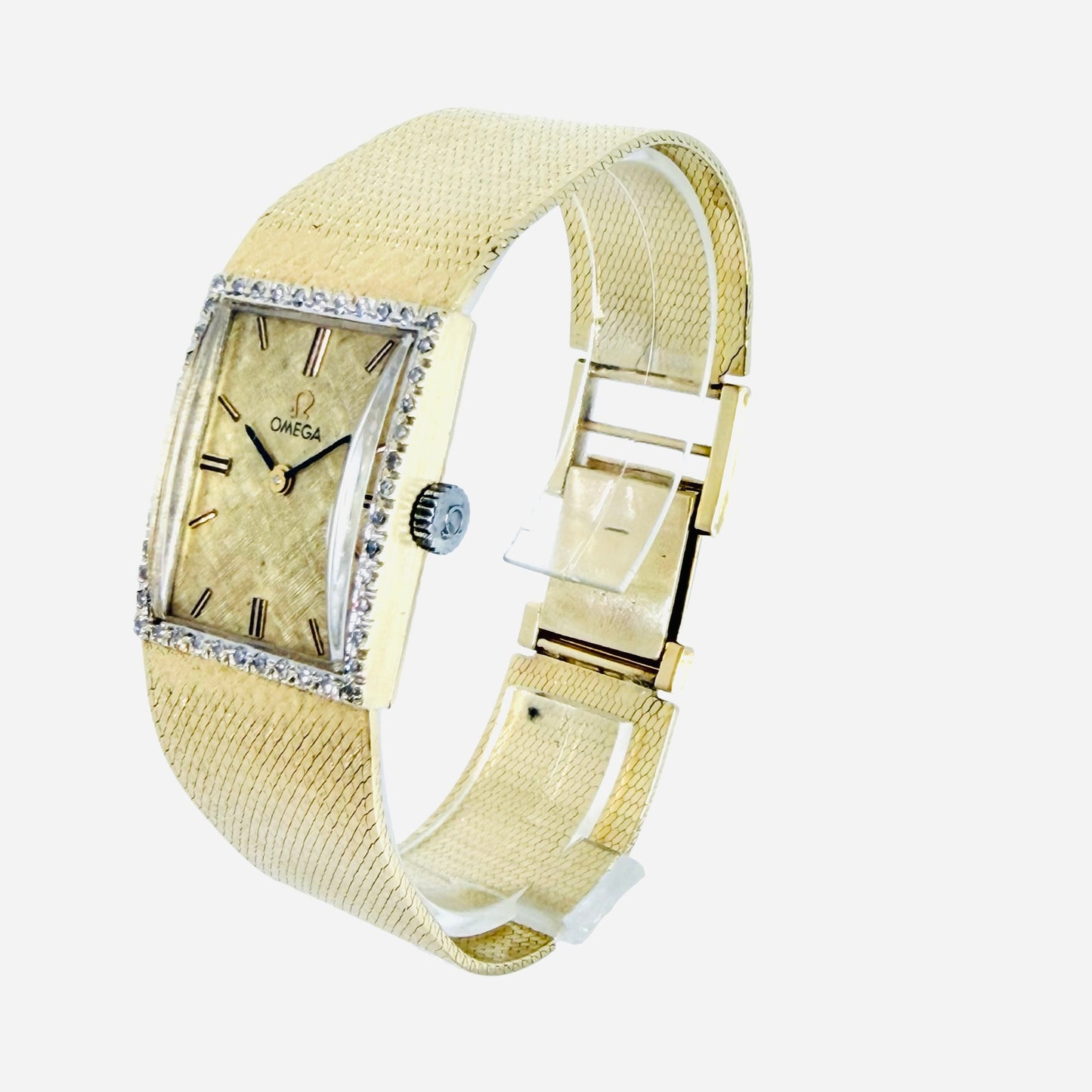 Omega Tank 14K Yellow Gold Manual Wind Diamond Bezel DD6846