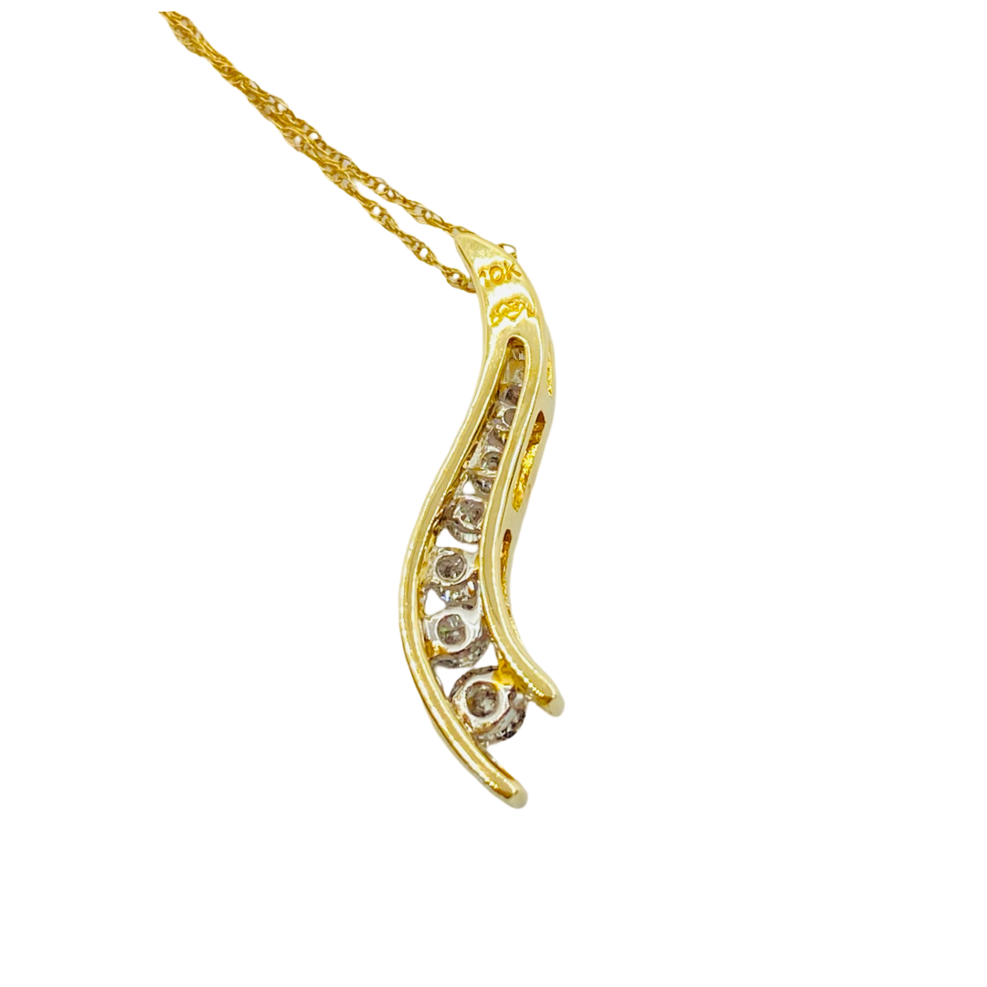 10K Yellow Gold Diamond Journey Pendant Necklace