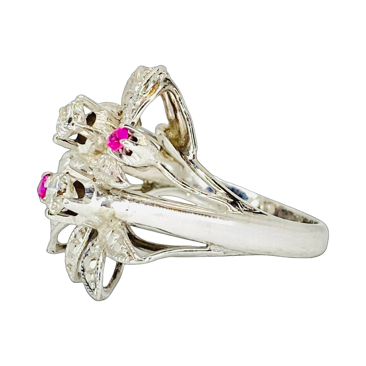 Estate Jewelry 14K White Gold Diamond Cluster Ring