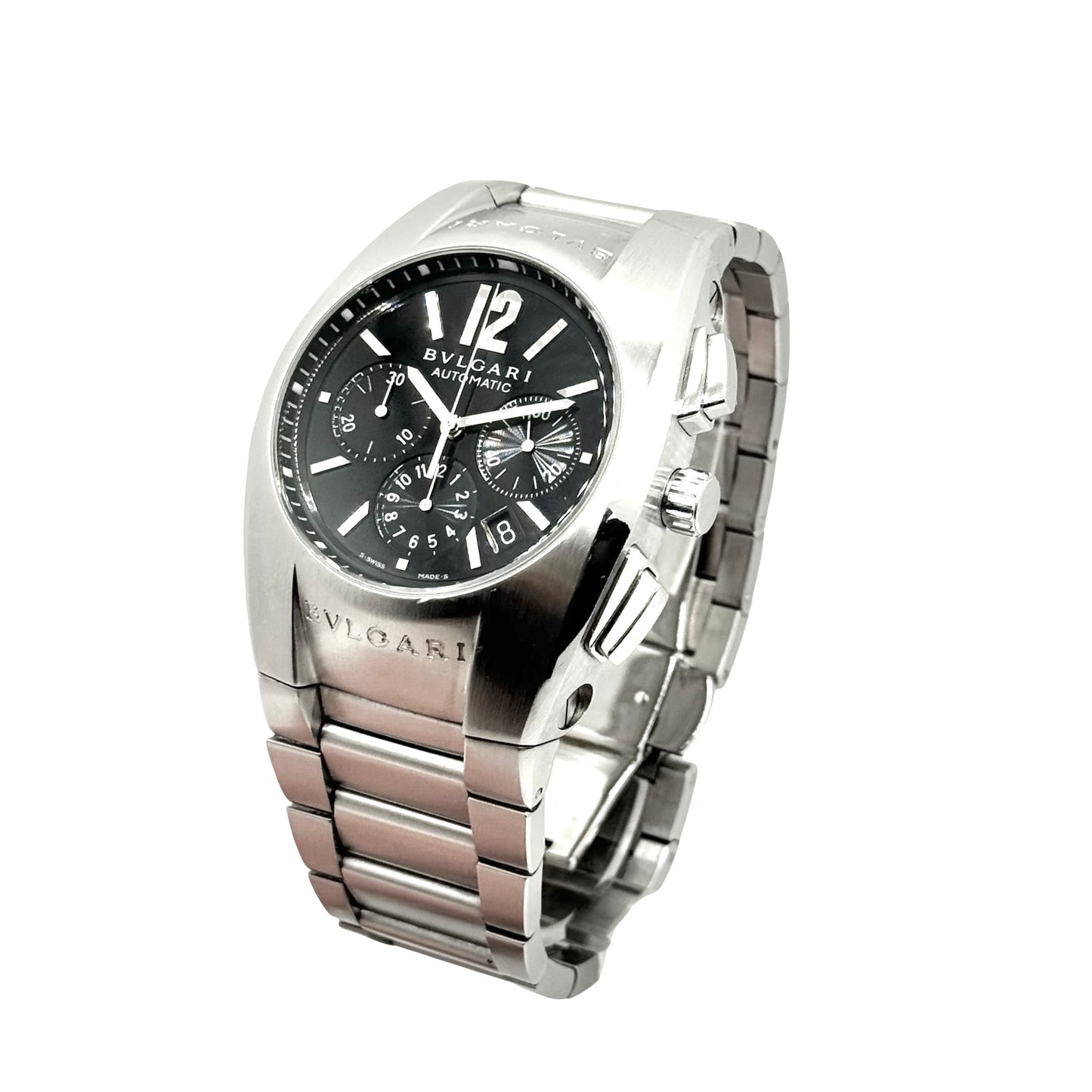 Bulgari Ergon Automatic Chronograph Black Dial Steel Bracelet Ref.EG 40 SCH