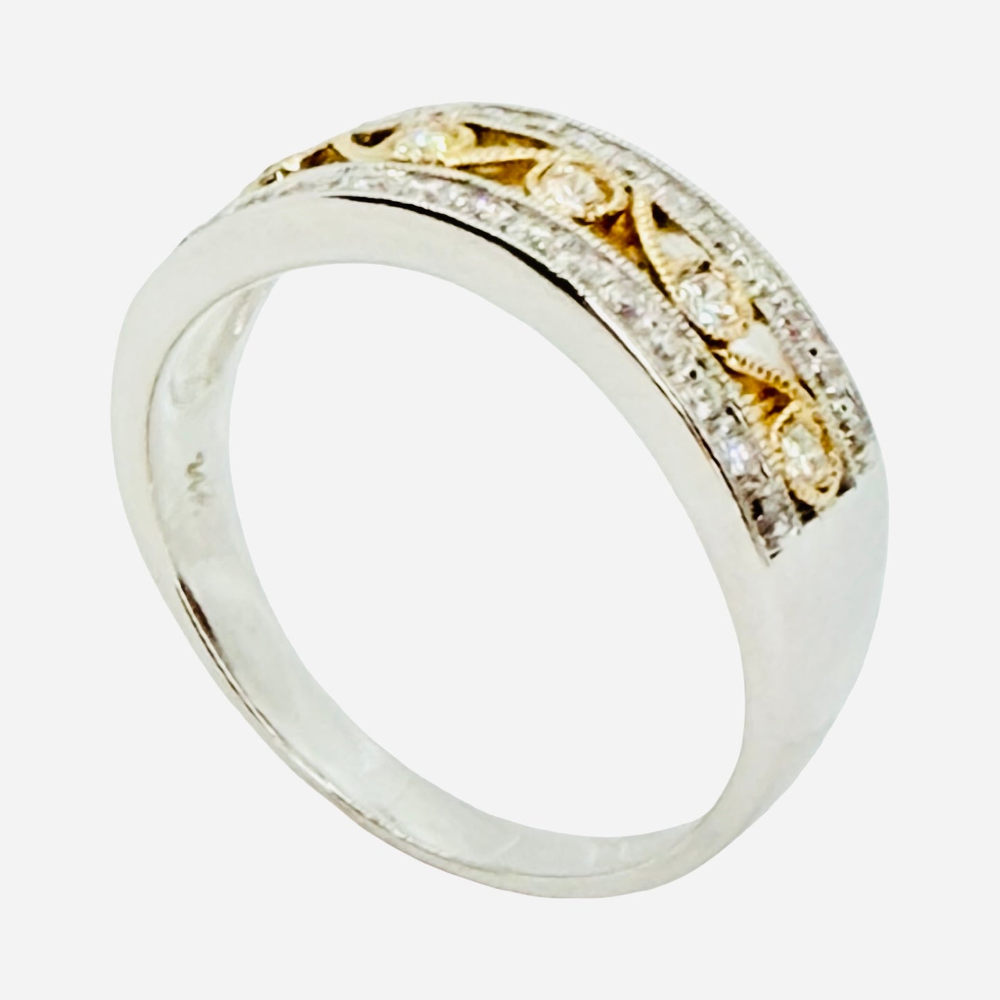 14K White Gold/ Yellow Gold Diamond Band Ring 0.75 Carat