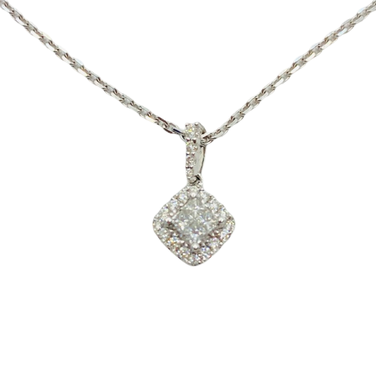 14K White Gold Diamond Pendant