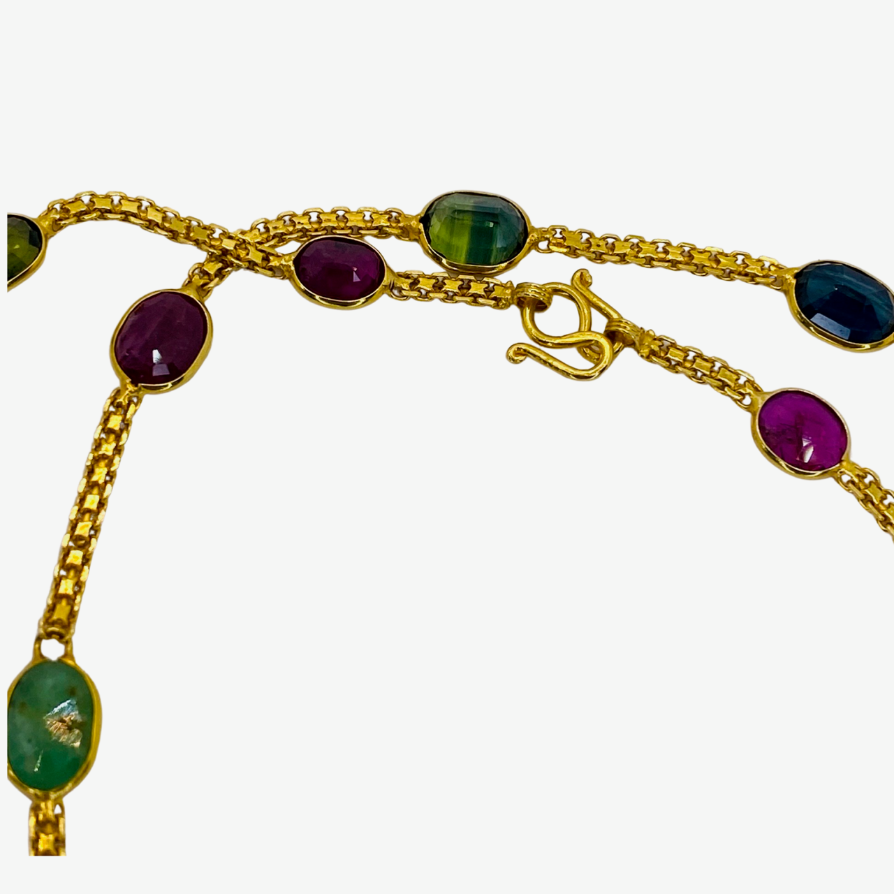 Estate Jewelry 18-22K Yellow Gold Multi Gemstone Necklace