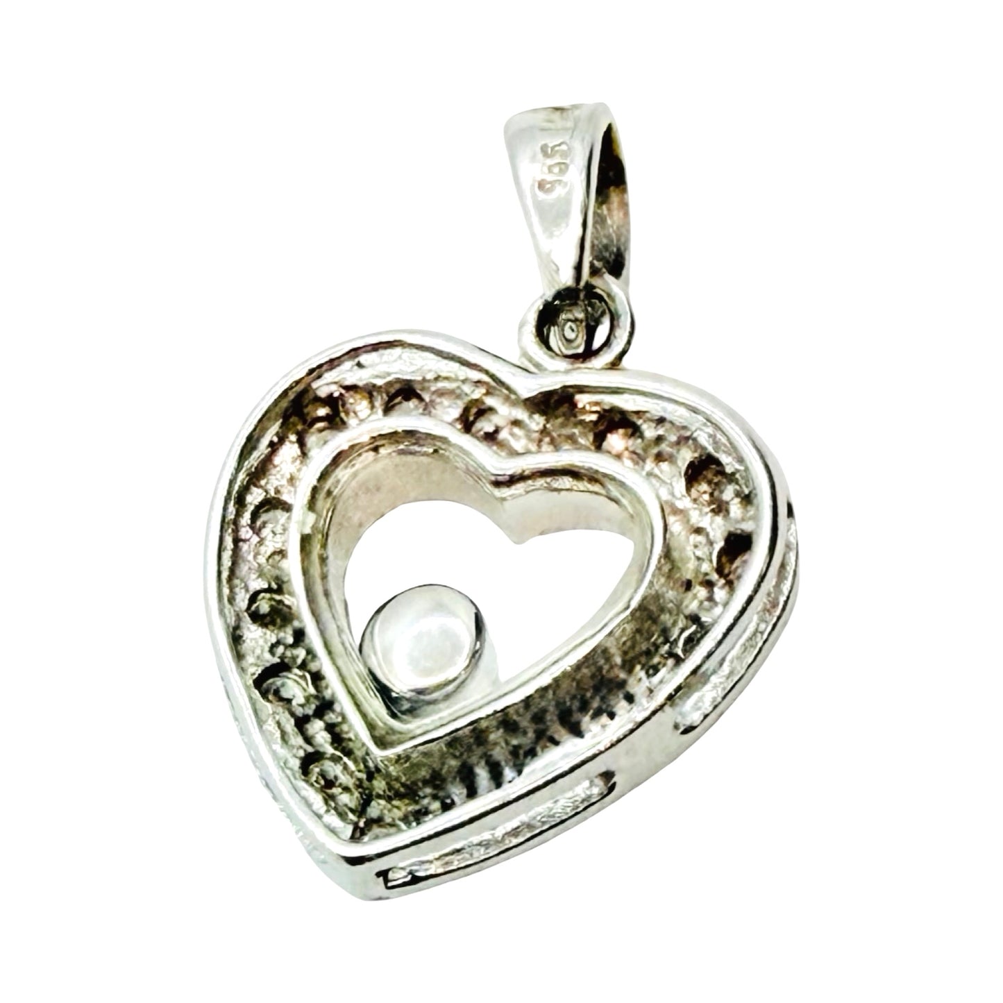 14K White Gold Floating Small Diamond Heart Pendant 0.40 Carat