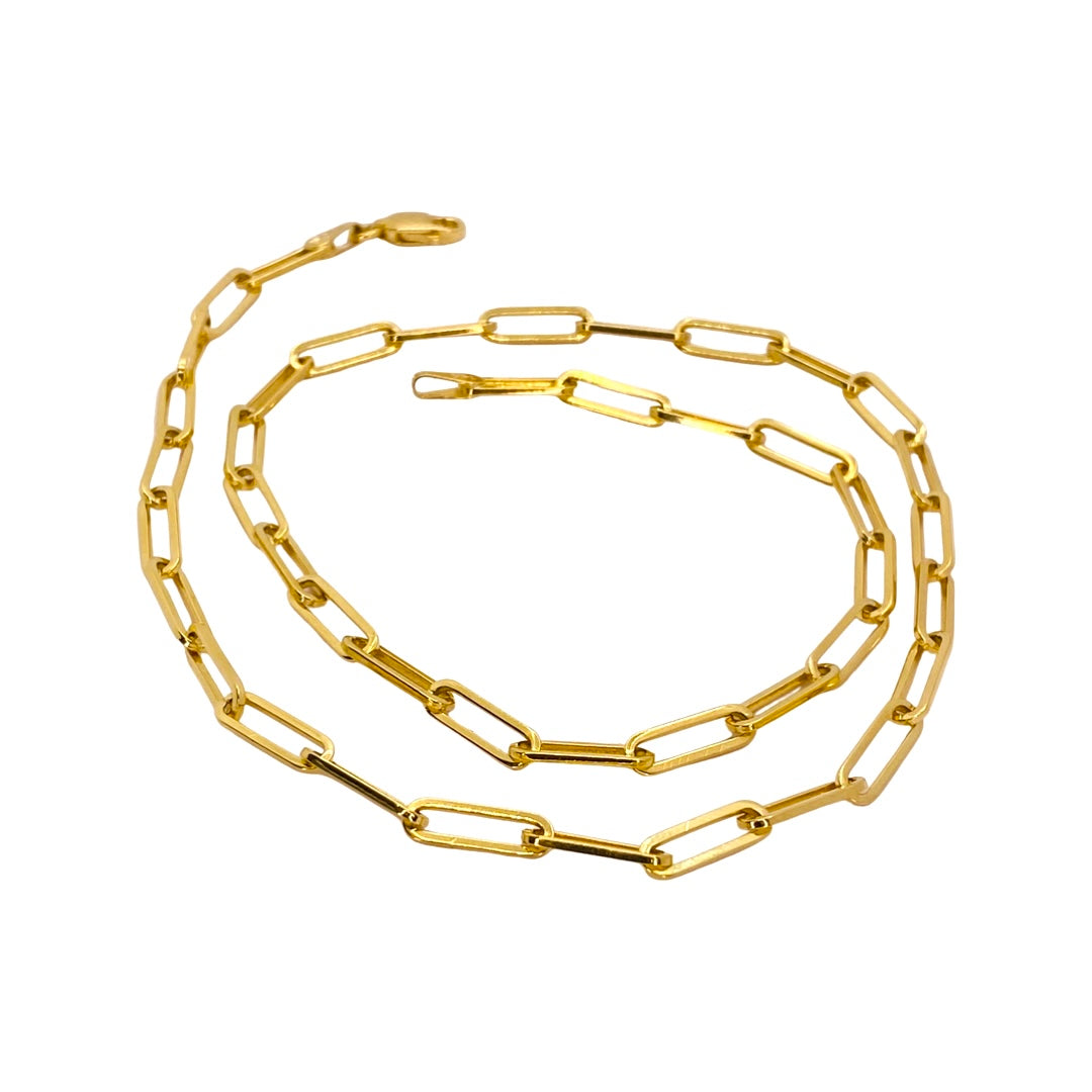 14K Yellow Gold Paperclip Chain Necklace