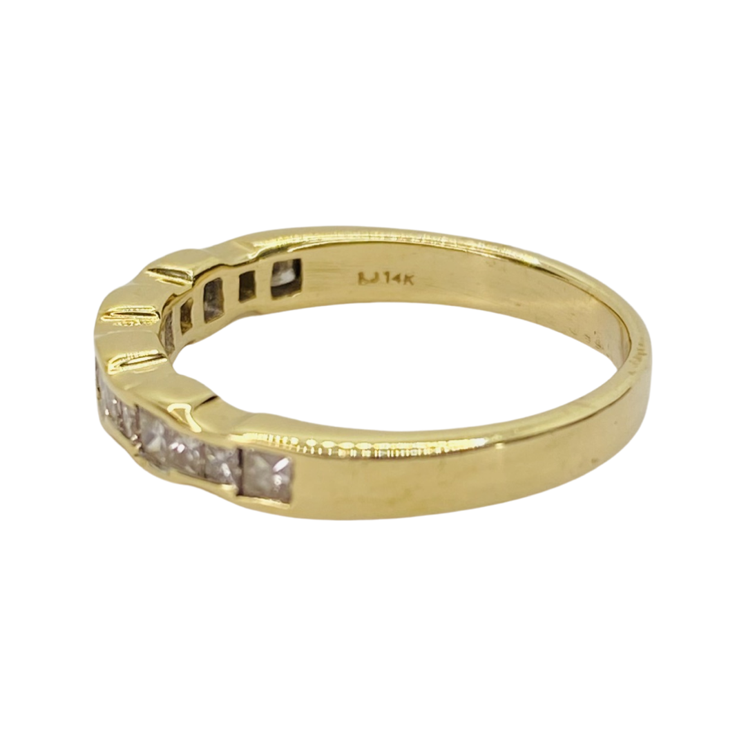 14K Yellow Gold Princess Cut Diamond Band Ring