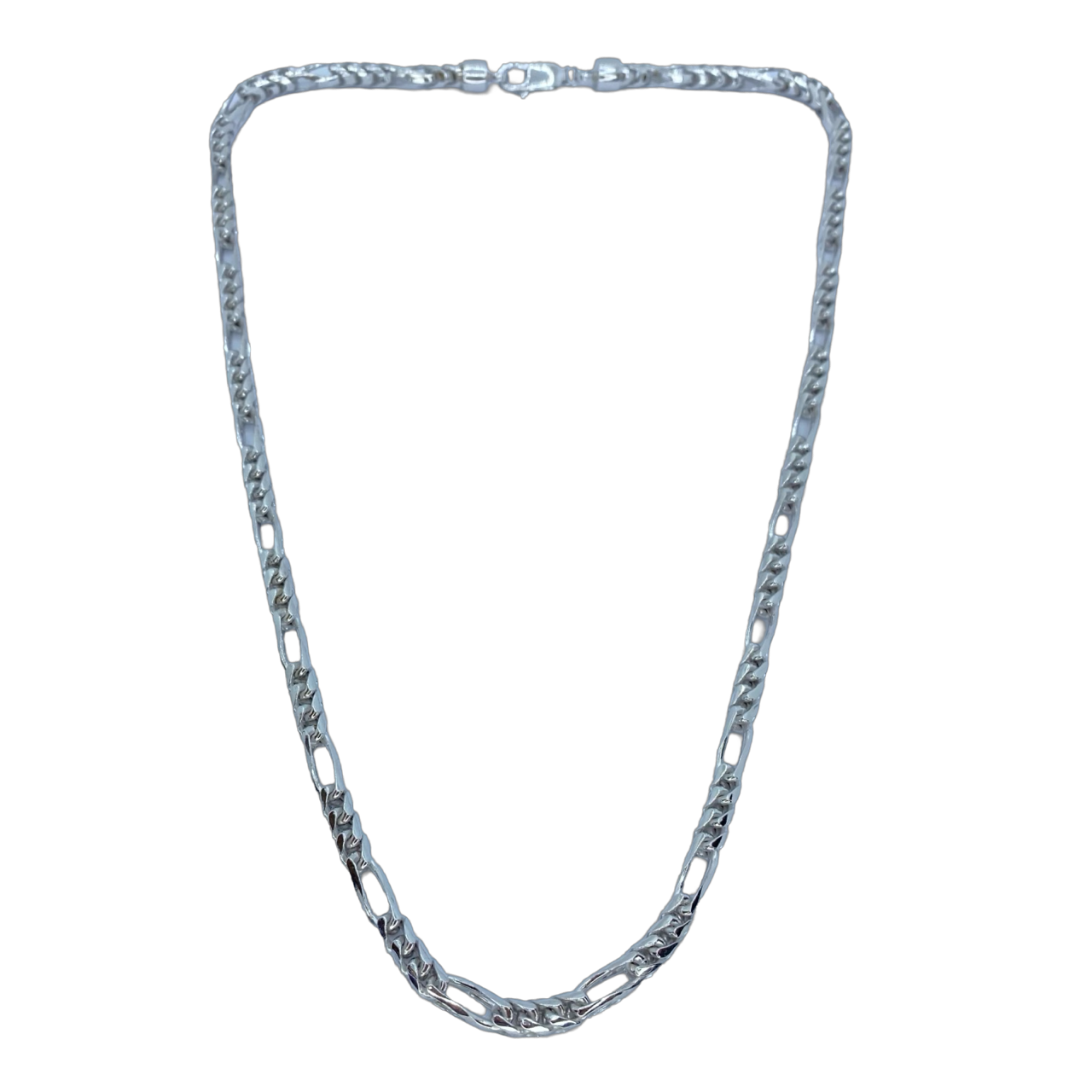 Silver Rounded Figaro Chain 22"