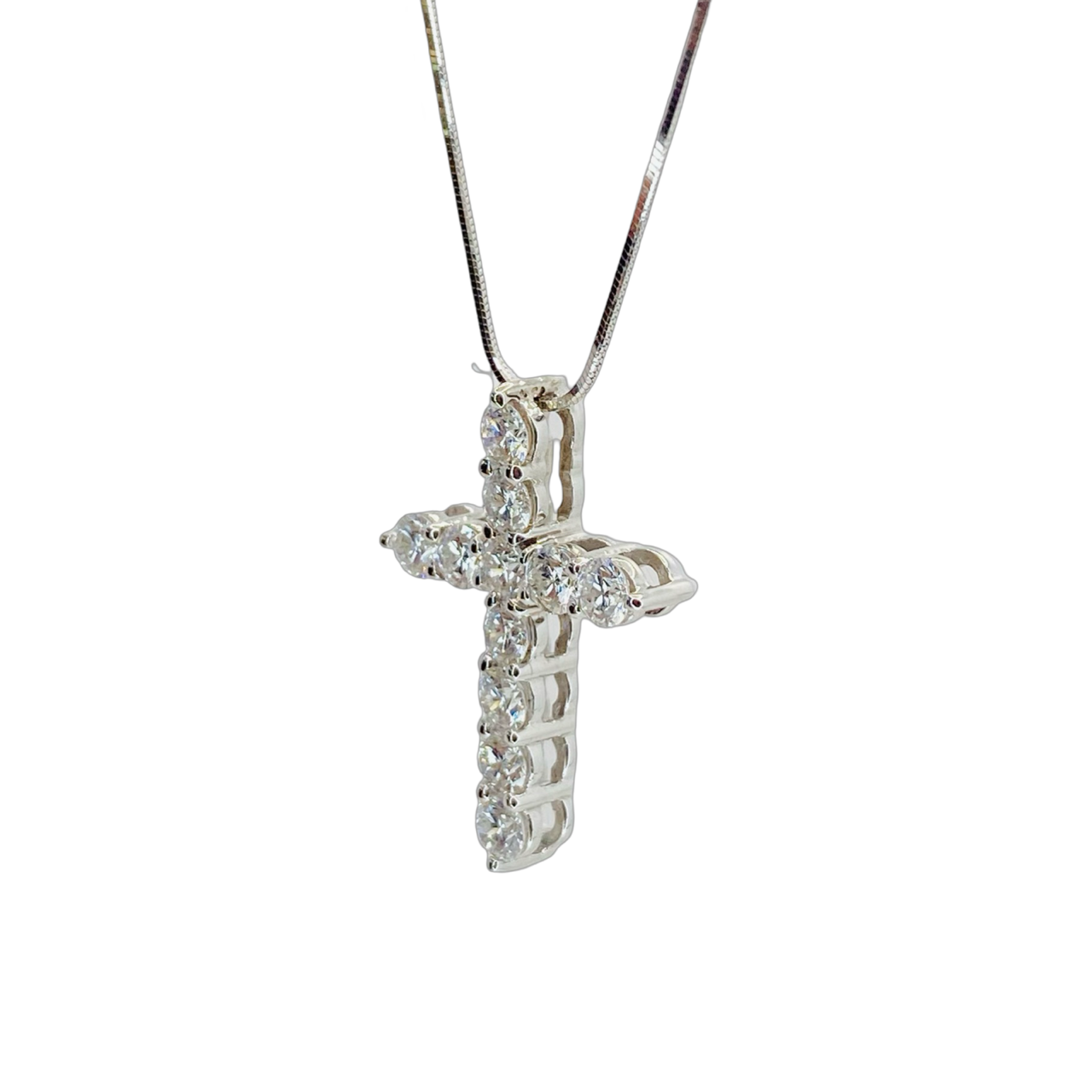 14K White Gold Diamond Cross Pendant 1.45 Carats