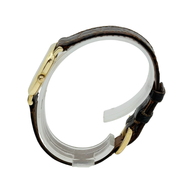 Omega De Ville Quartz 23mm 18K Yellow Gold Case Champagne Dial Brown Croco Strap 595.3111.1