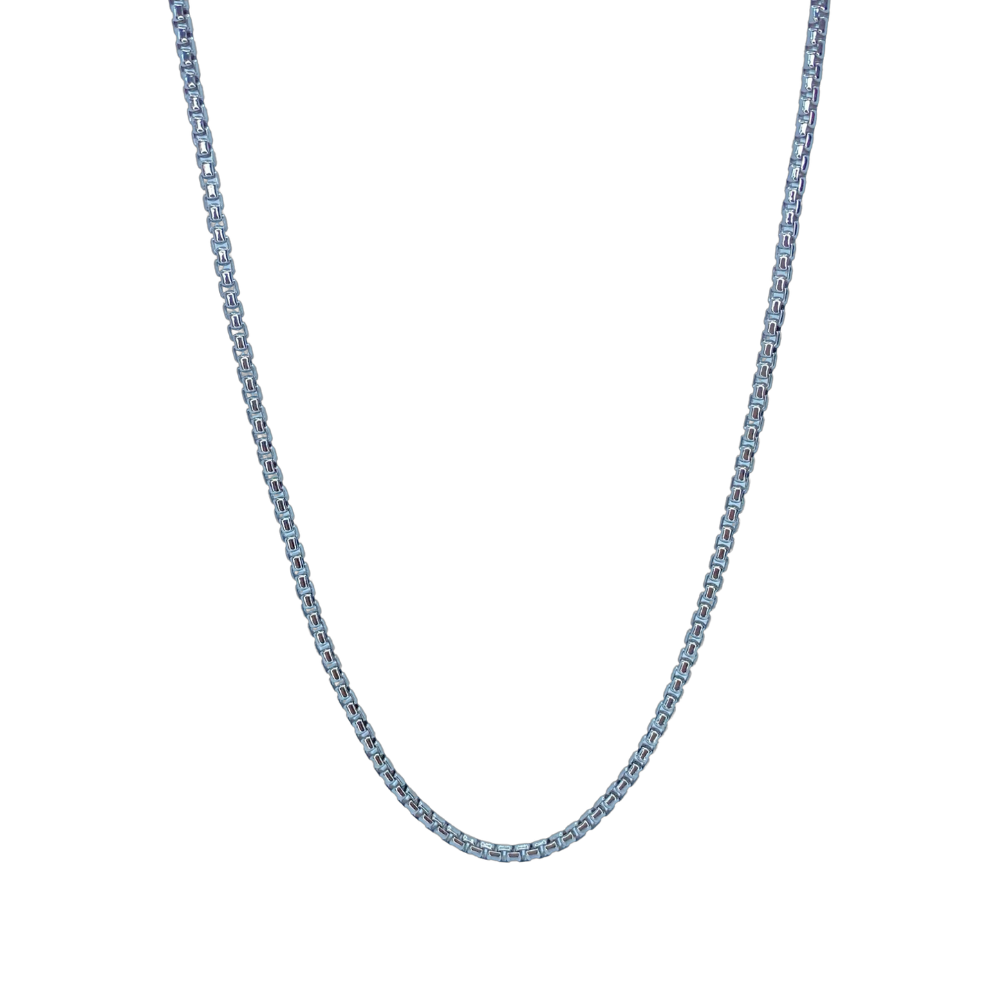 Silver Round Box Chain 24"