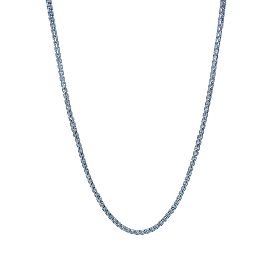 Silver Round Box Chain 24"