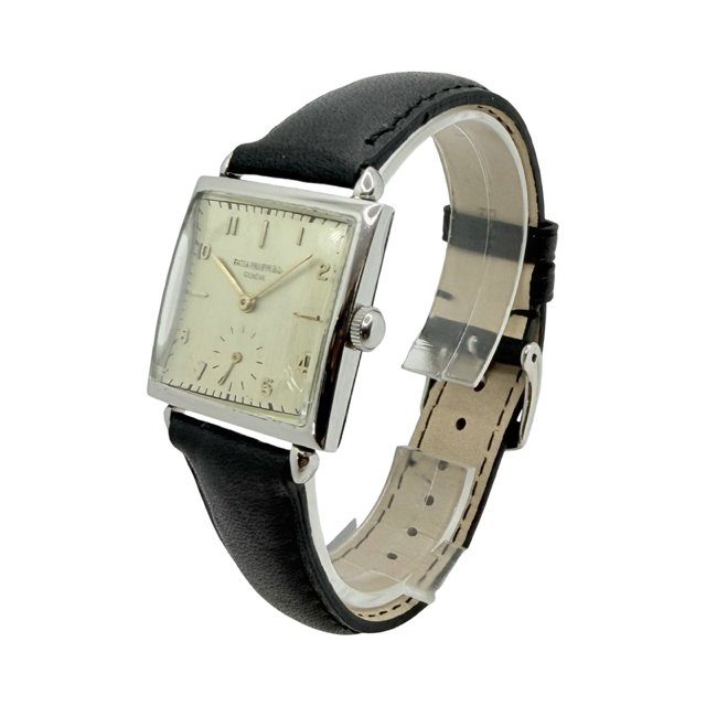 Patek Philippe Vintage Mechanical Manual Wind 27mm  Square Silver Dial Stainless Steel Ref 1432