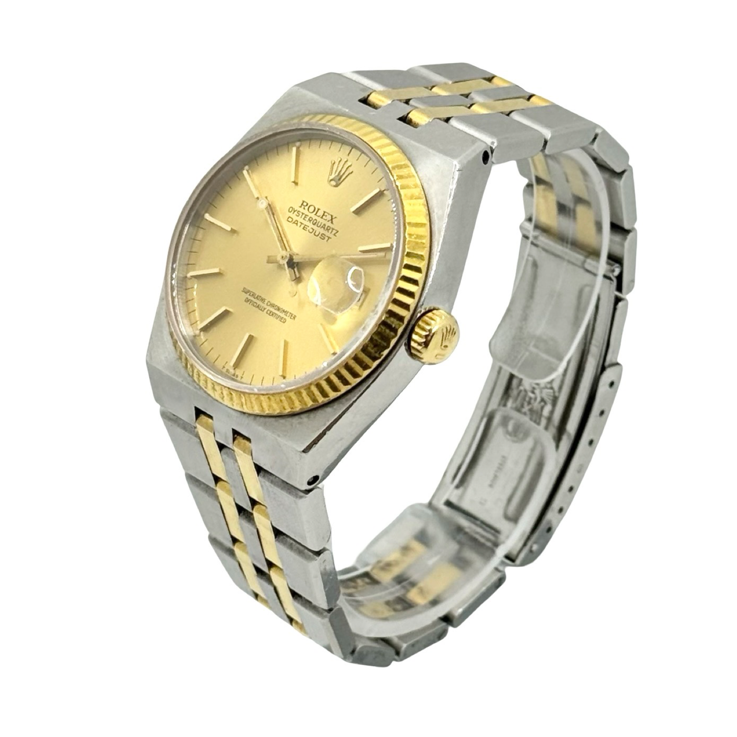 Rolex Oysterquartz Datejust 36mm Champagne Dial 18K Gold and Steel Integrated Jubilee-style Bracelet 17013
