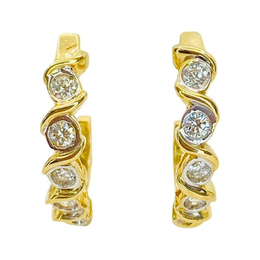 14K Yellow Gold Diamond Earrings