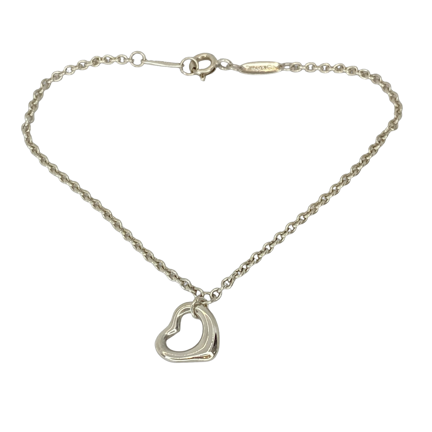 Estate Jewelry Tiffany & Co 925 Silver Elsa Peretti Open Heart Charm Bracelet