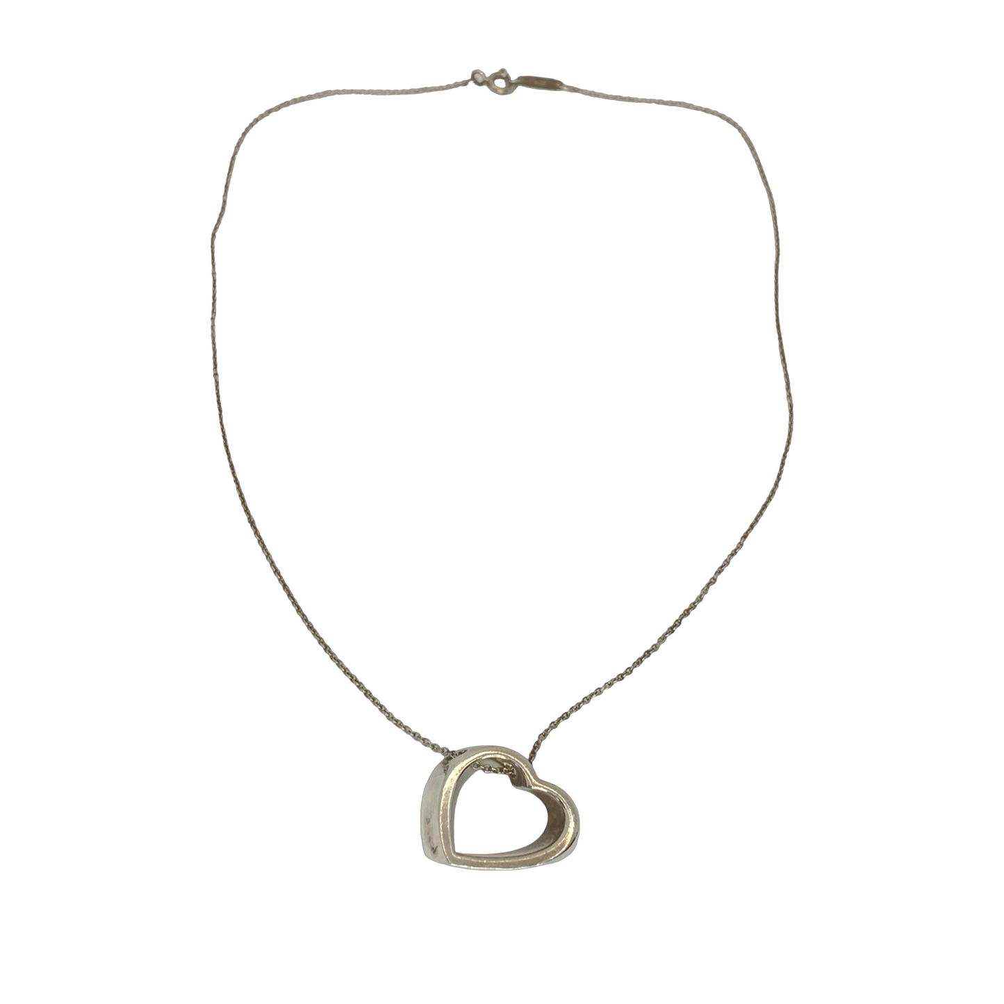 Estate Jewelry Tiffany & Co 925 Silver Geometric Open Heart Necklace