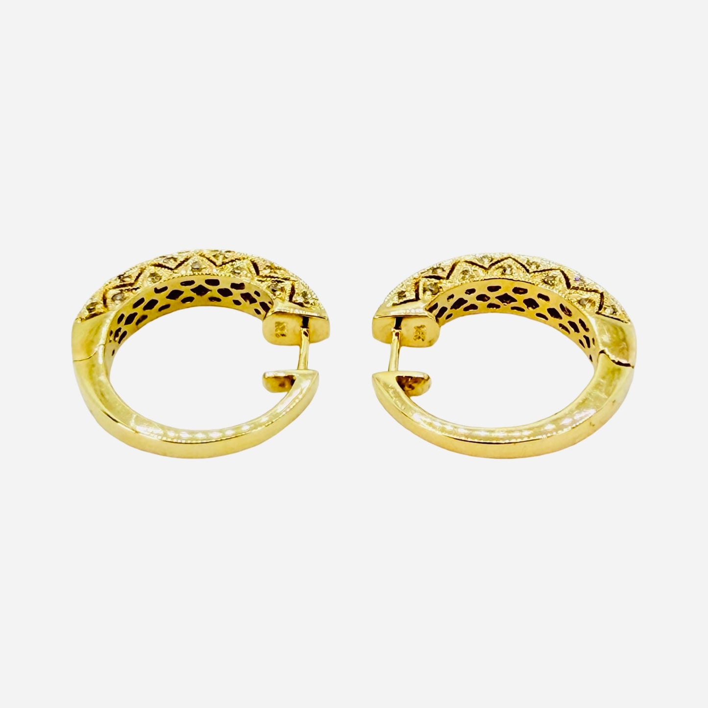 14K Yellow Gold Diamond Hoop Earrings 1.00 Carat