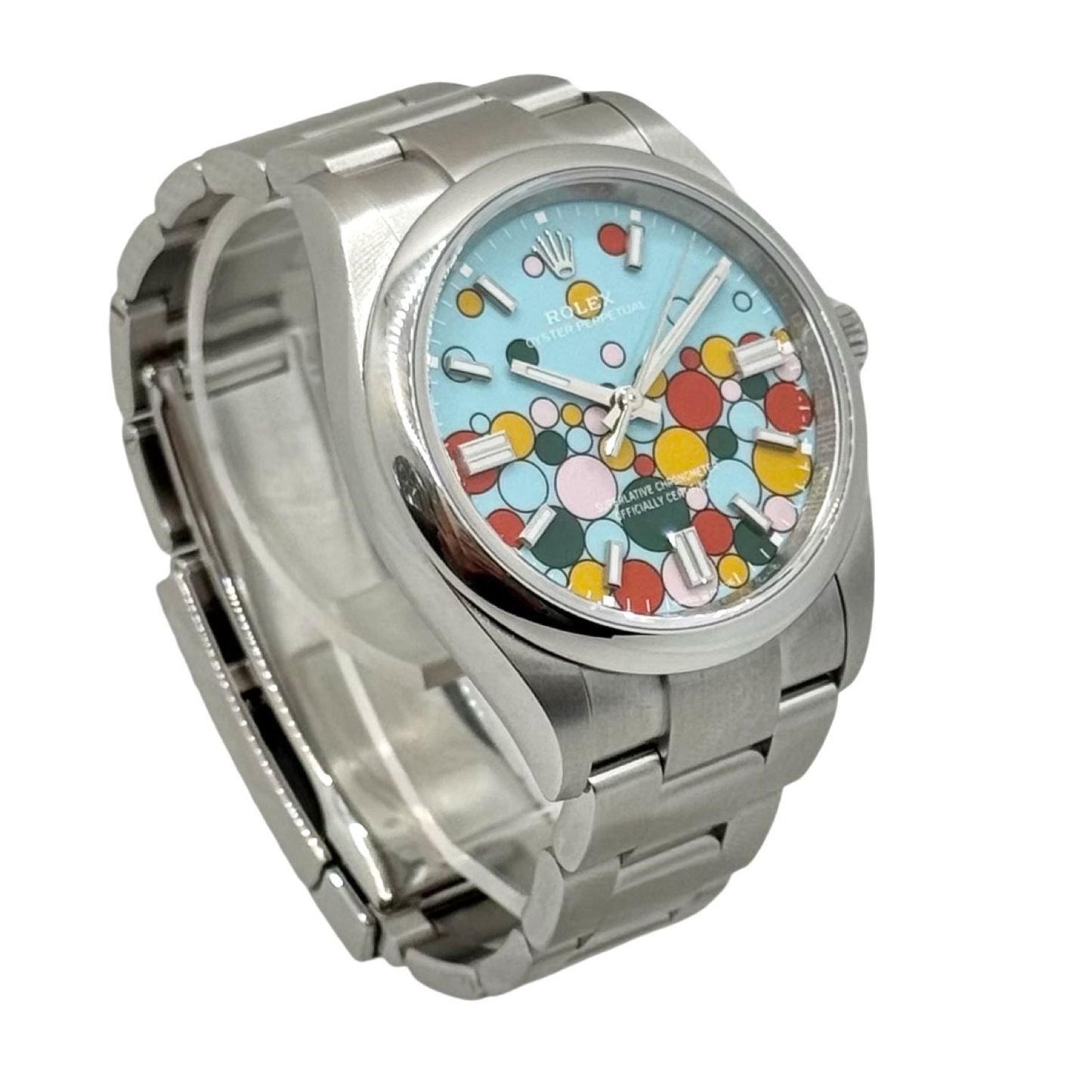 Rolex Oyster Perpetual 36mm Turquoise Blue "Celebration" Motif Dial Oyster Bracelet M126000-0009