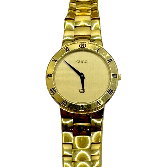 Gucci 3300M 18K Goldplated Case and Bracelet Champagne Dial