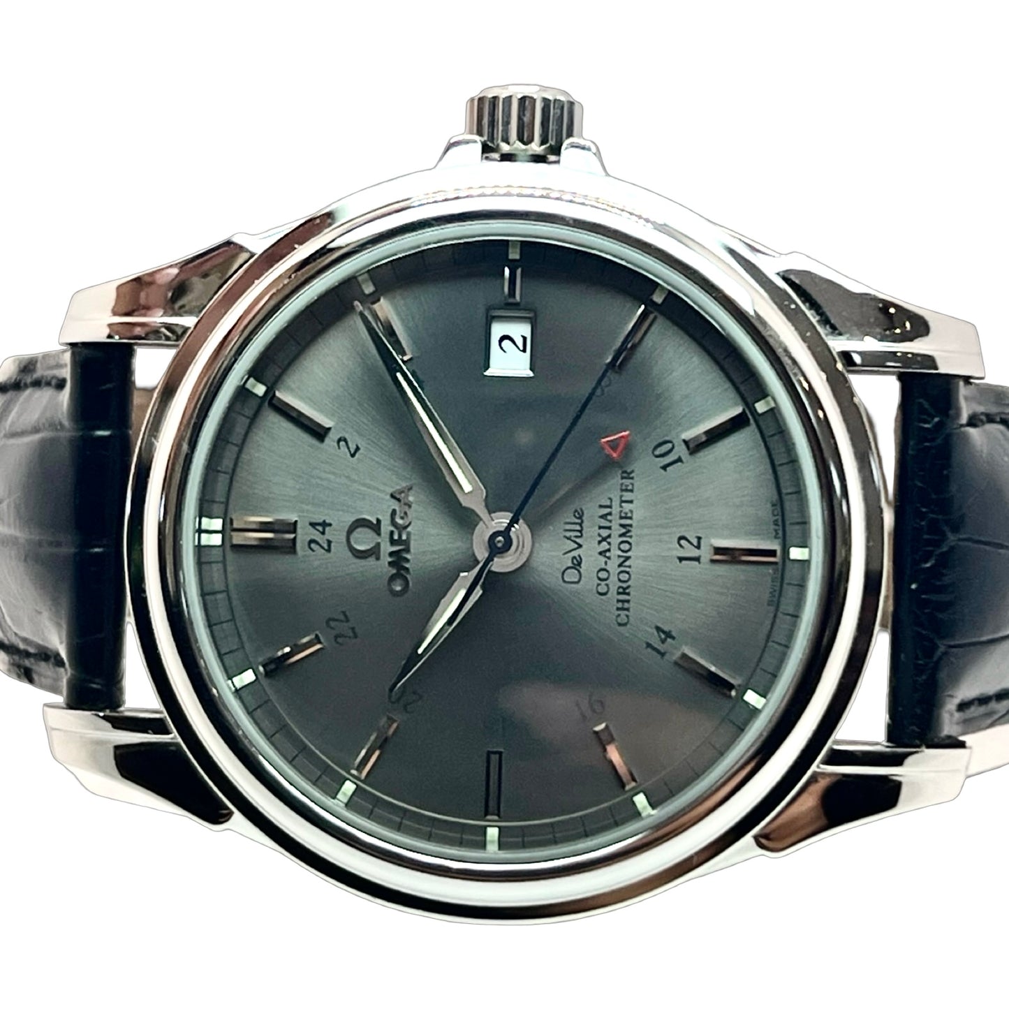 Omega De Ville Automatic GMT Co-Axial Escapement Chronometer Grey Dial Black Strap 4833.41.31
