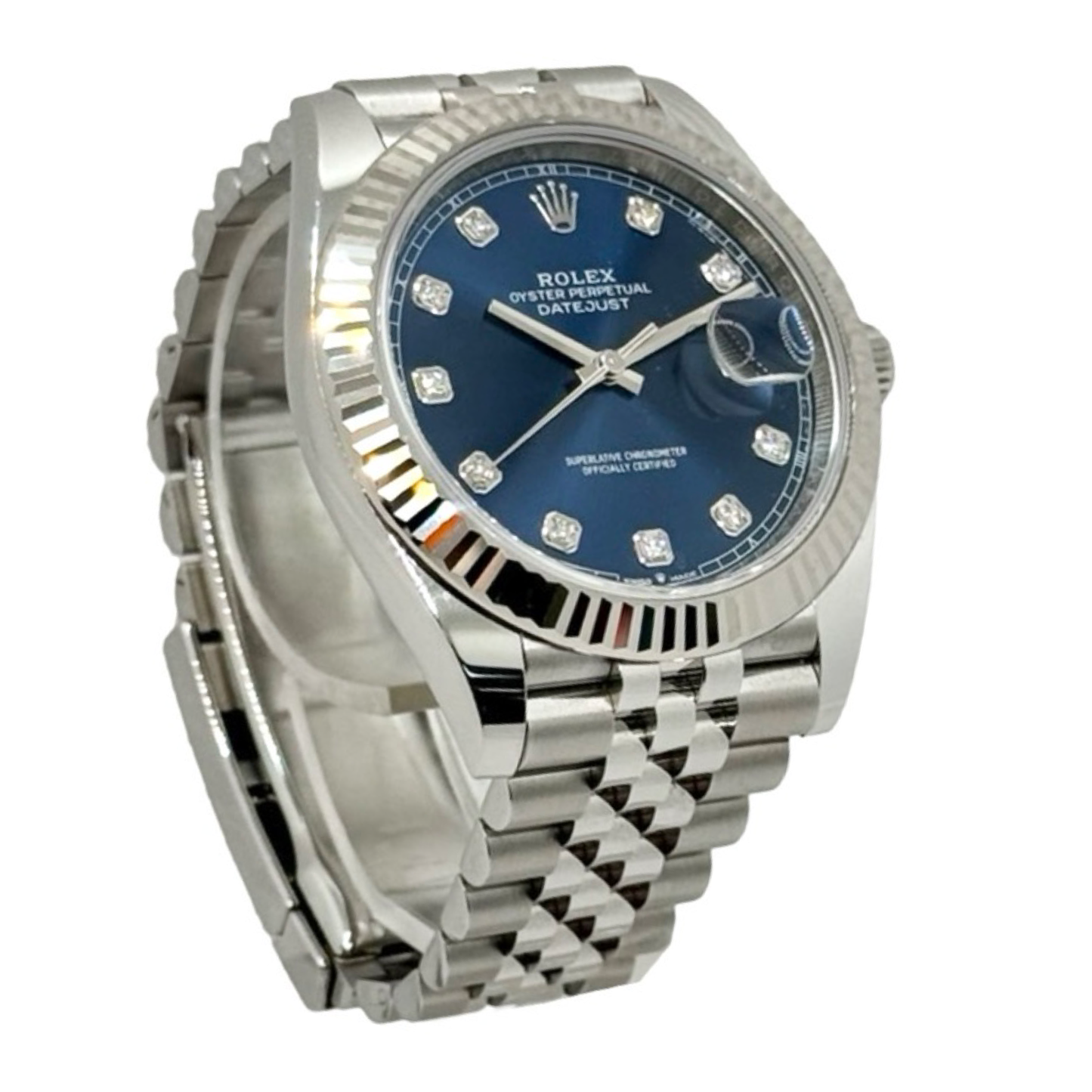 Rolex Oyster Perpetual Datejust 41 Oystersteel and White Gold Blue Diamond-Set Dial M126334-0016