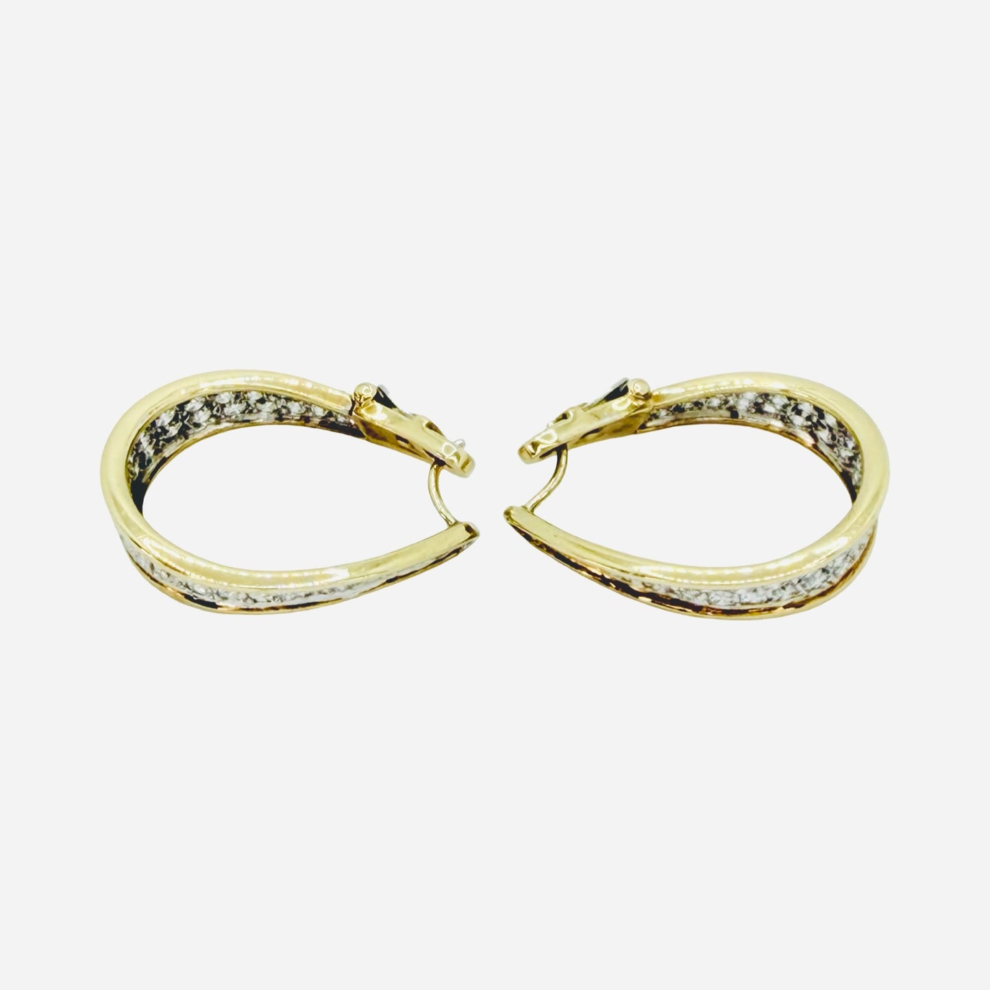 14K Yellow Gold Inside Out Oval Diamond Pavé Hoop Earrings 2.20 Carats