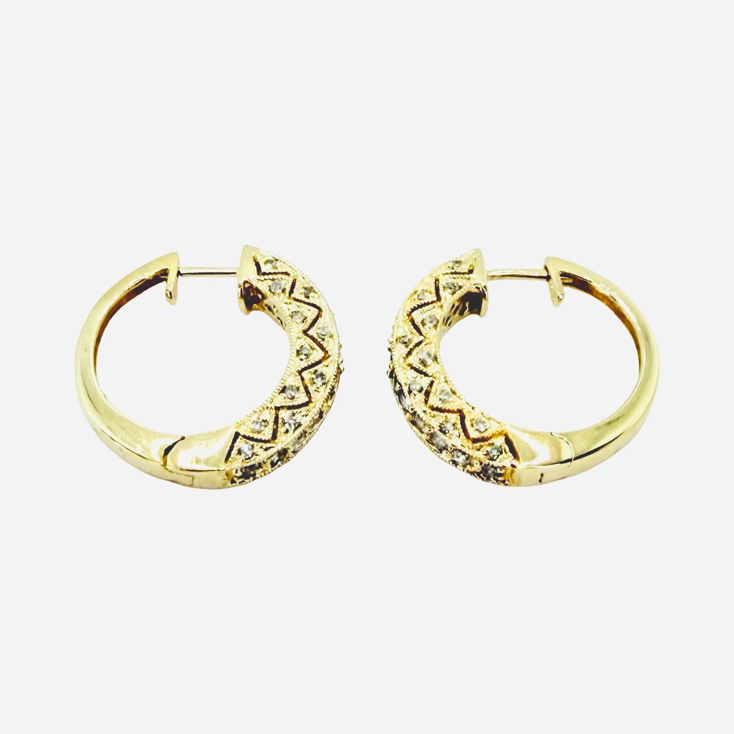 14K Yellow Gold Diamond Hoop Earrings 1.00 Carat