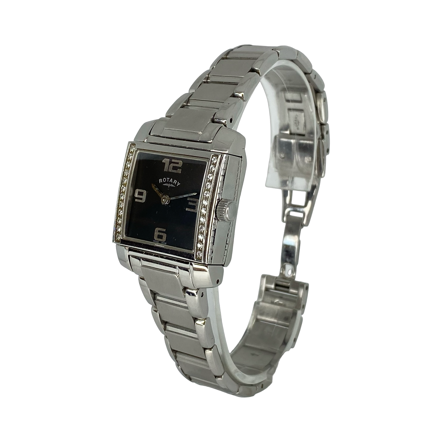 Rotary Revelation Reverso Dual Face White MOP/Black Dial Crystal Bezel Quartz Watch Ref LS02901/07/19
