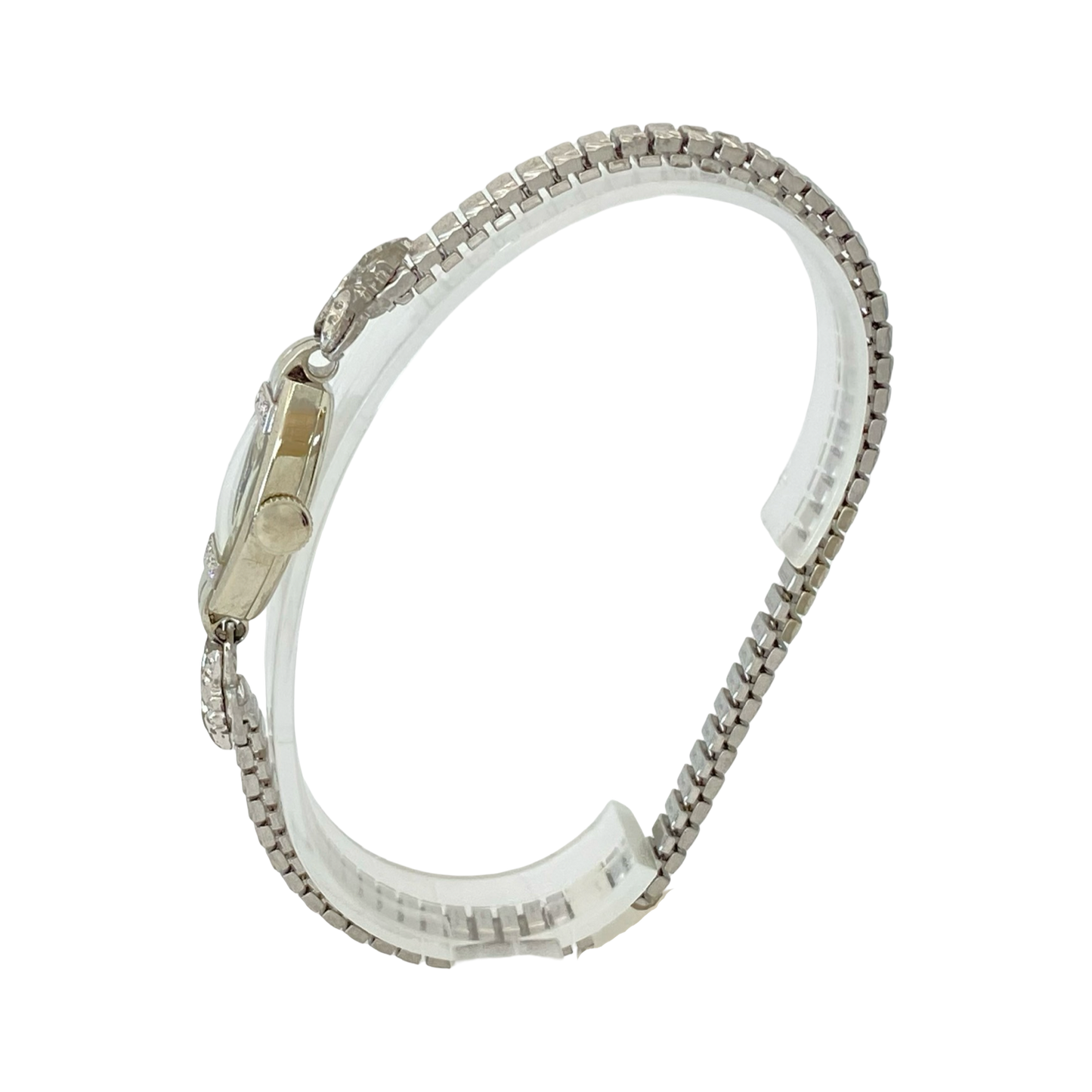 Vintage Hamilton 18K White Gold Case Cocktail Watch with Diamonds Manual Wind