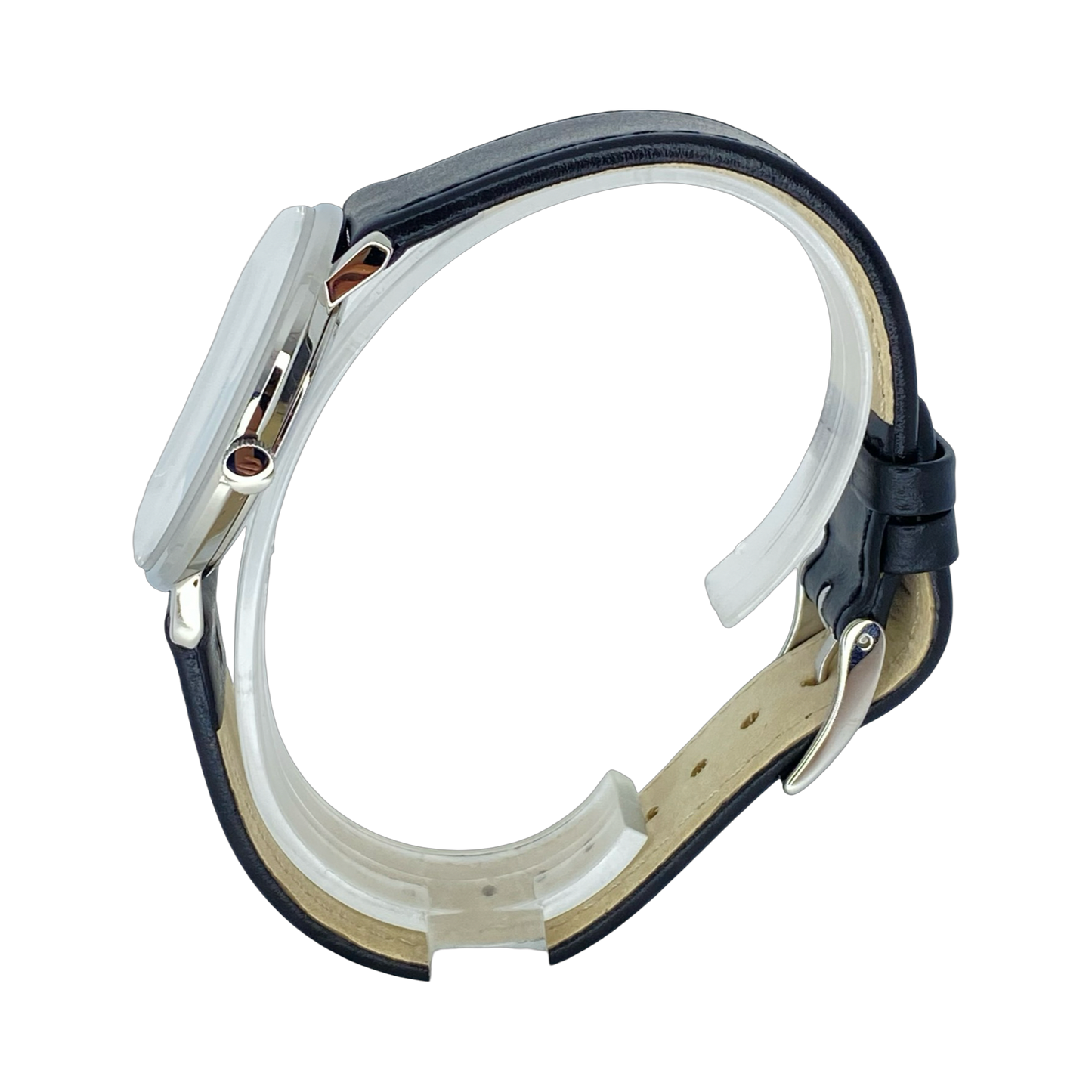 Junghans Max Bill Handaufzug 34mm Black Dial on Black Leather Strap 27/3702.02