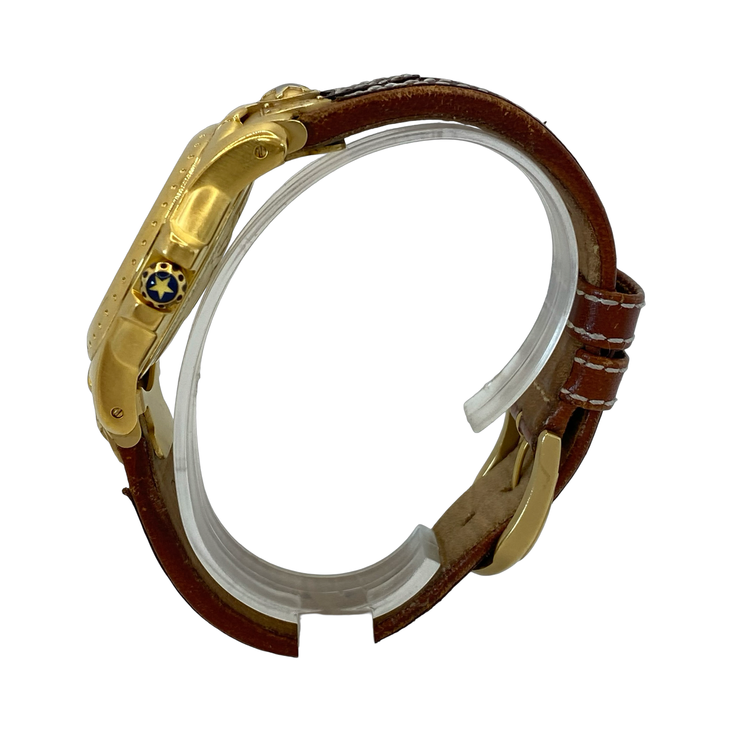 Michel Jordi Spirit of the West Quartz Gold Tone  Brown Leather Strap 8100