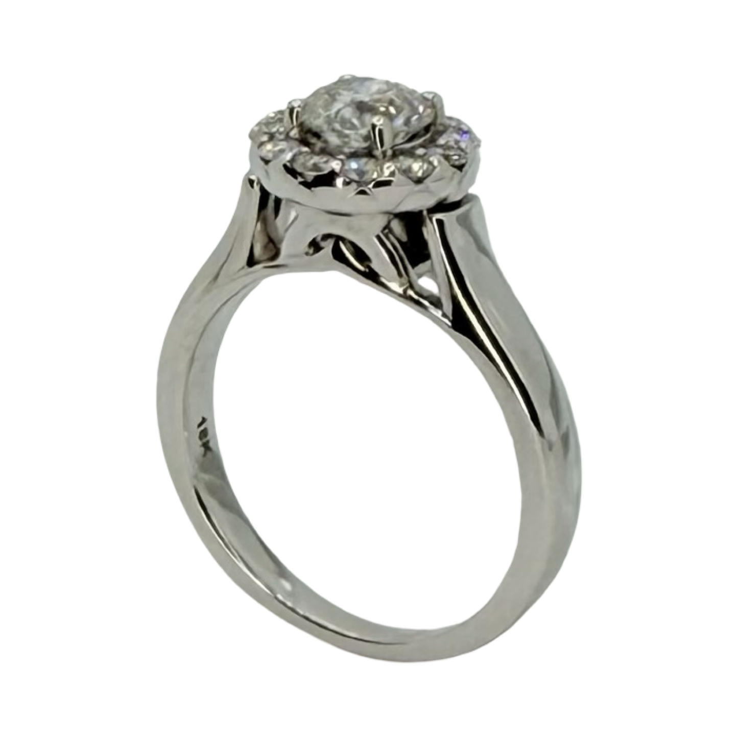 18K White Gold Diamond Halo Ring 1.25 TW Carats