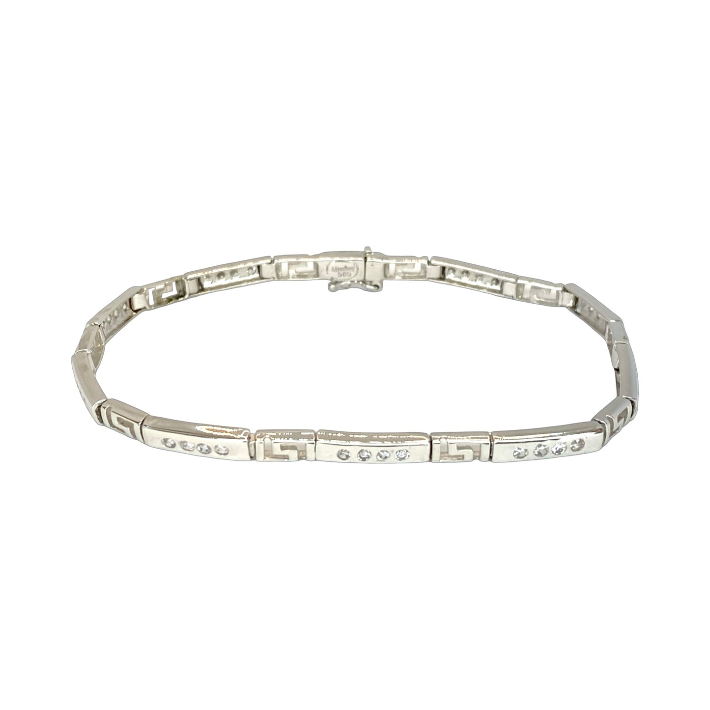 Estate Jewelry 14K White Gold Geometrik Key Pattern Diamond Bracelet 0.75 Carat