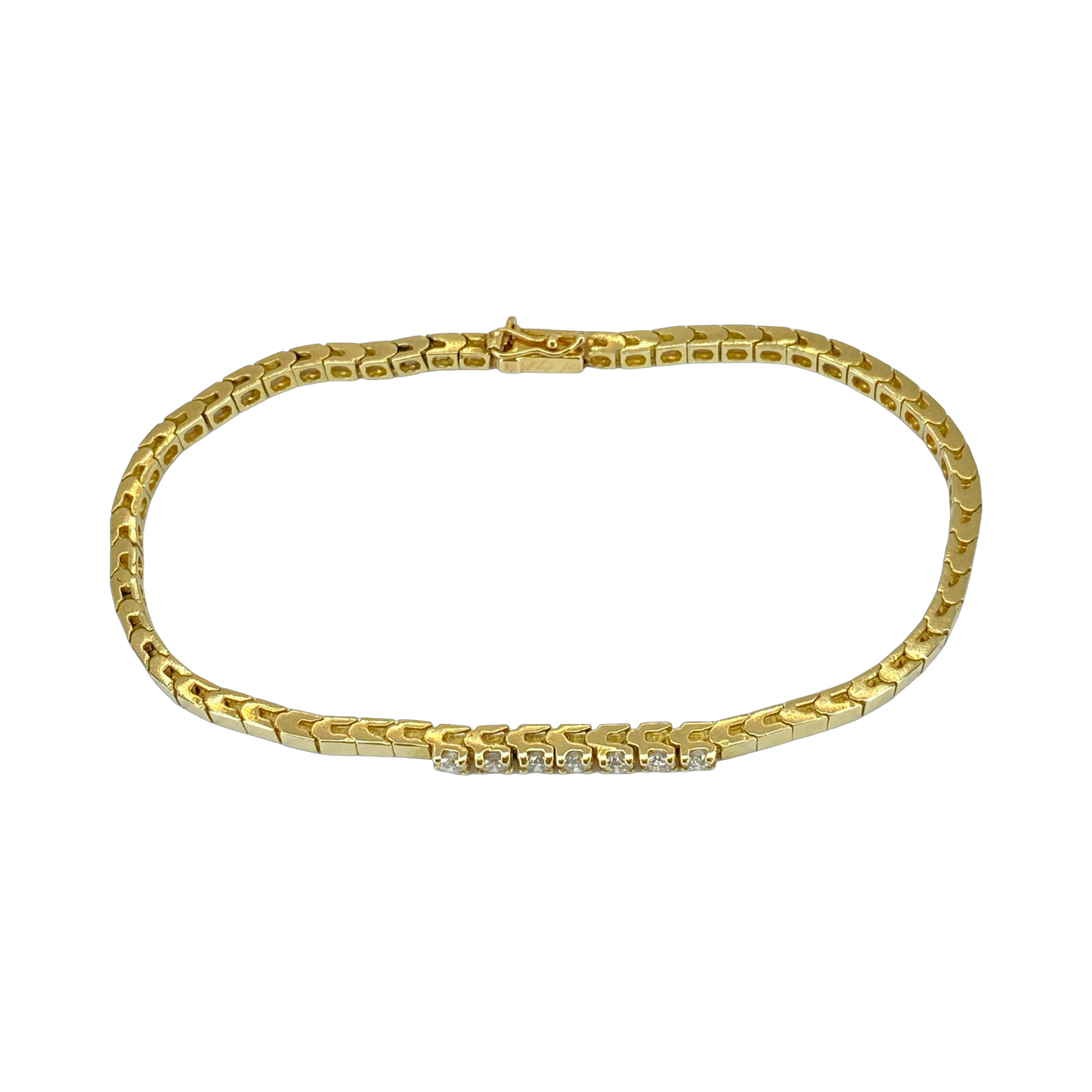 Estate Jewelry 14K Yellow Gold 0.40 Carat Diamond Square Link Bracelet