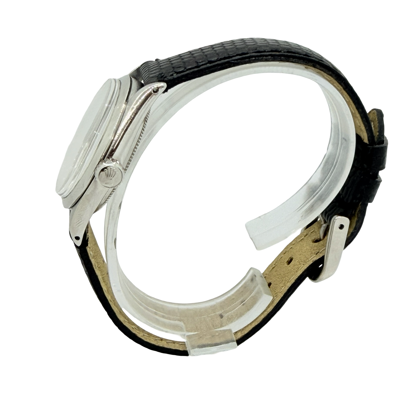 Rolex Oyster Speedking 30mm Silver Sunburt Dial Black Leather Strap Ref. 6430 C.1965