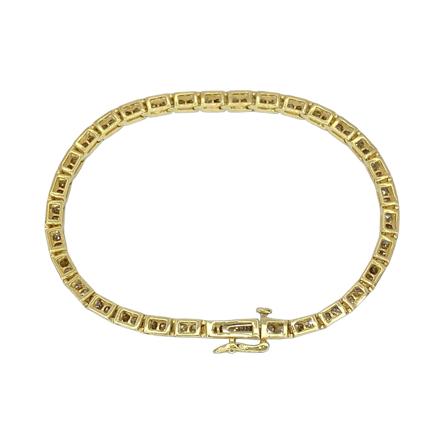 Estate Jewelry 14K Yellow Gold 3.80 Carats Princess Cut Channel Set Tennis Bracelet