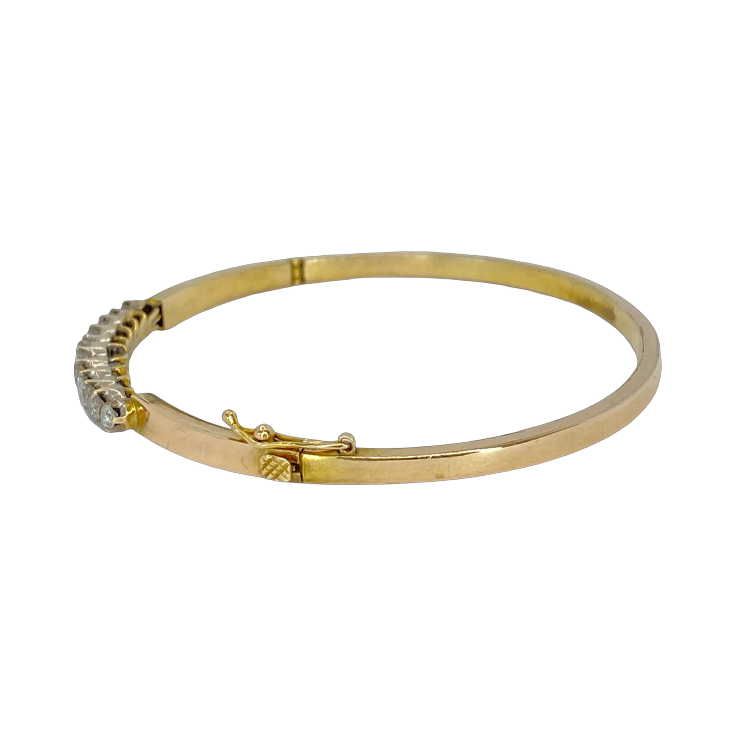 Estate Jewelry 14K Yellow Gold Diamond Bangle 0.80 Carat