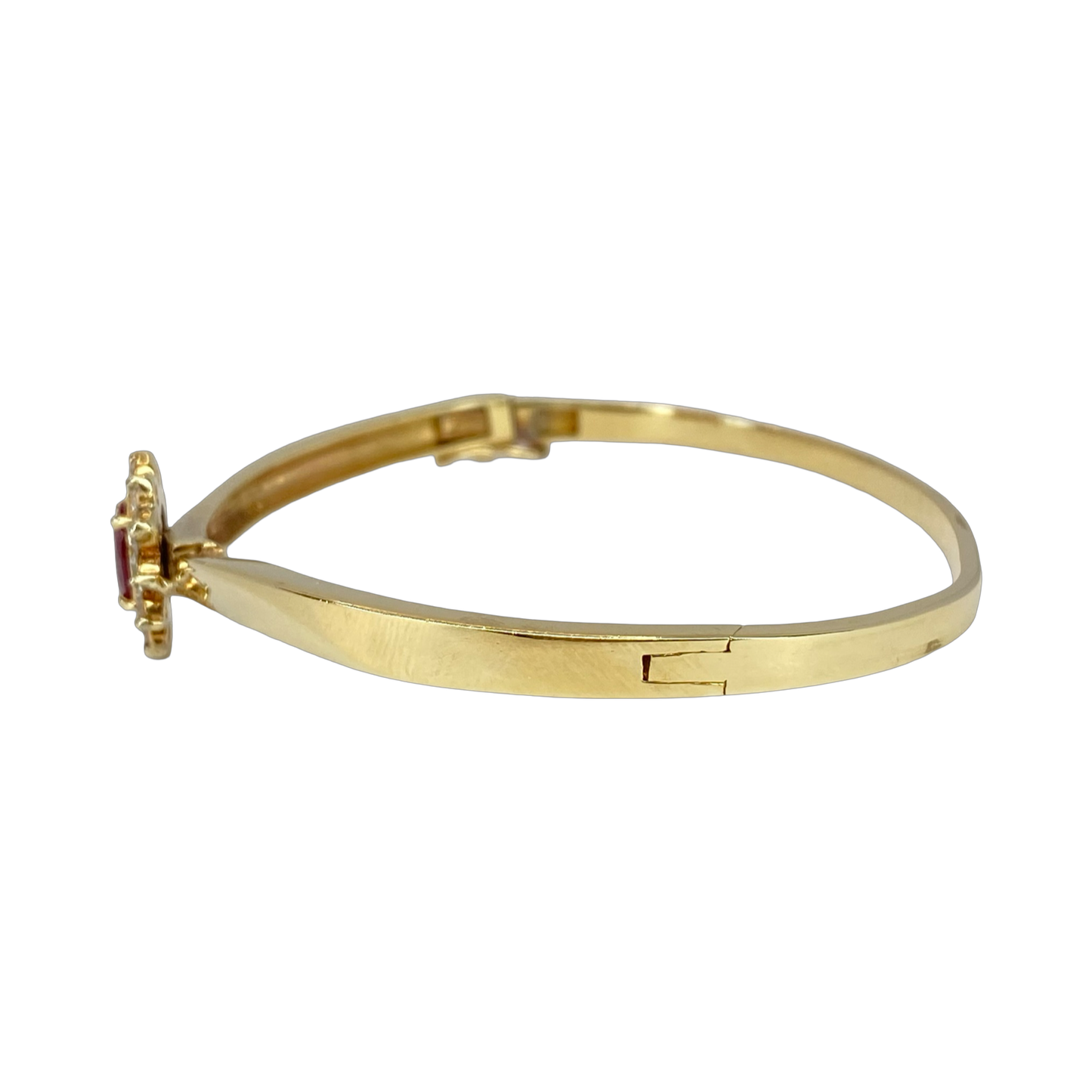 Estate Jewelry 14K Yellow Gold Bangle with 1.00 Carat Oval Ruby and 1.00 Carat  Diamond