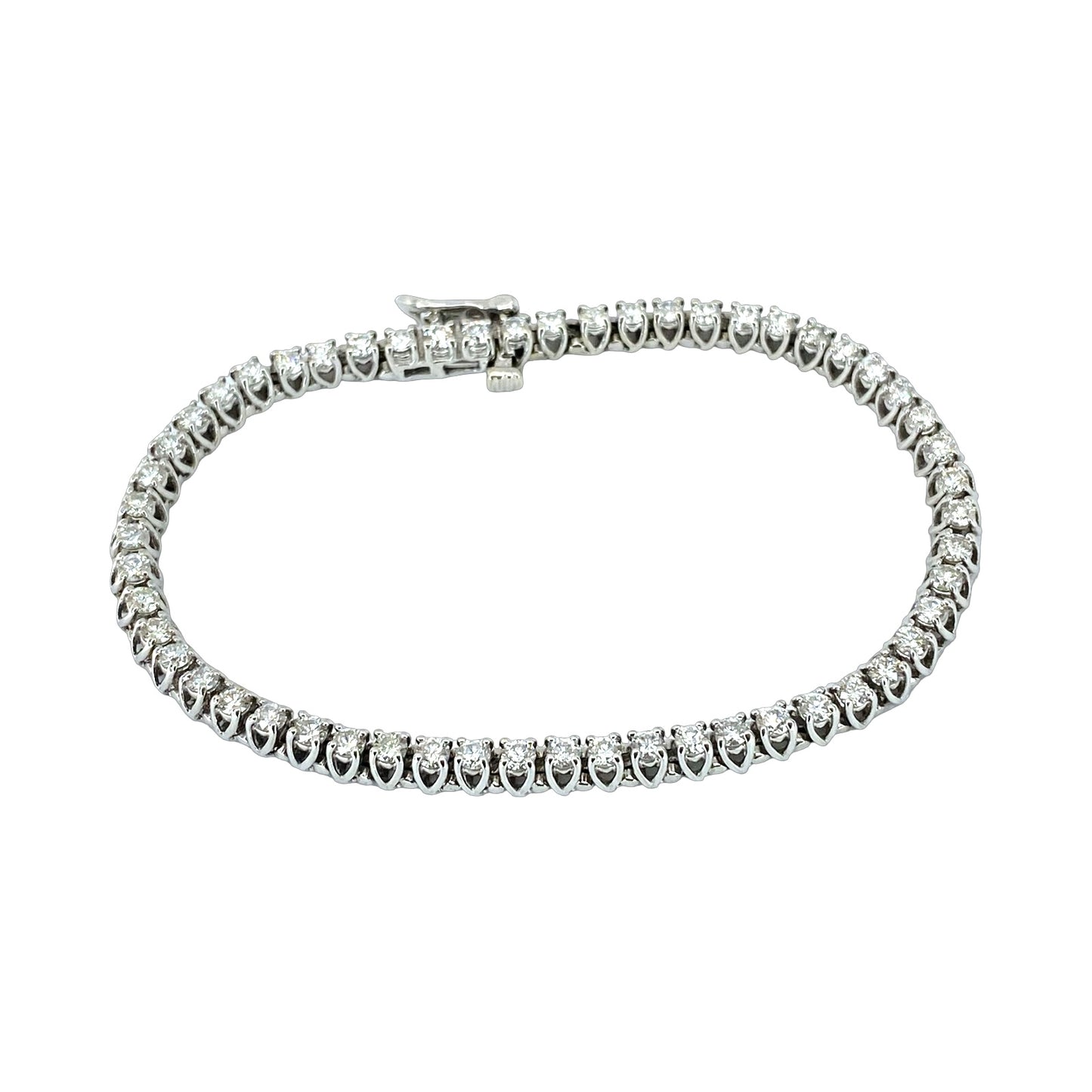 Estate Jewelry 14K White Gold Diamond Tennis Bracelet 4.40 Carats G,SI1