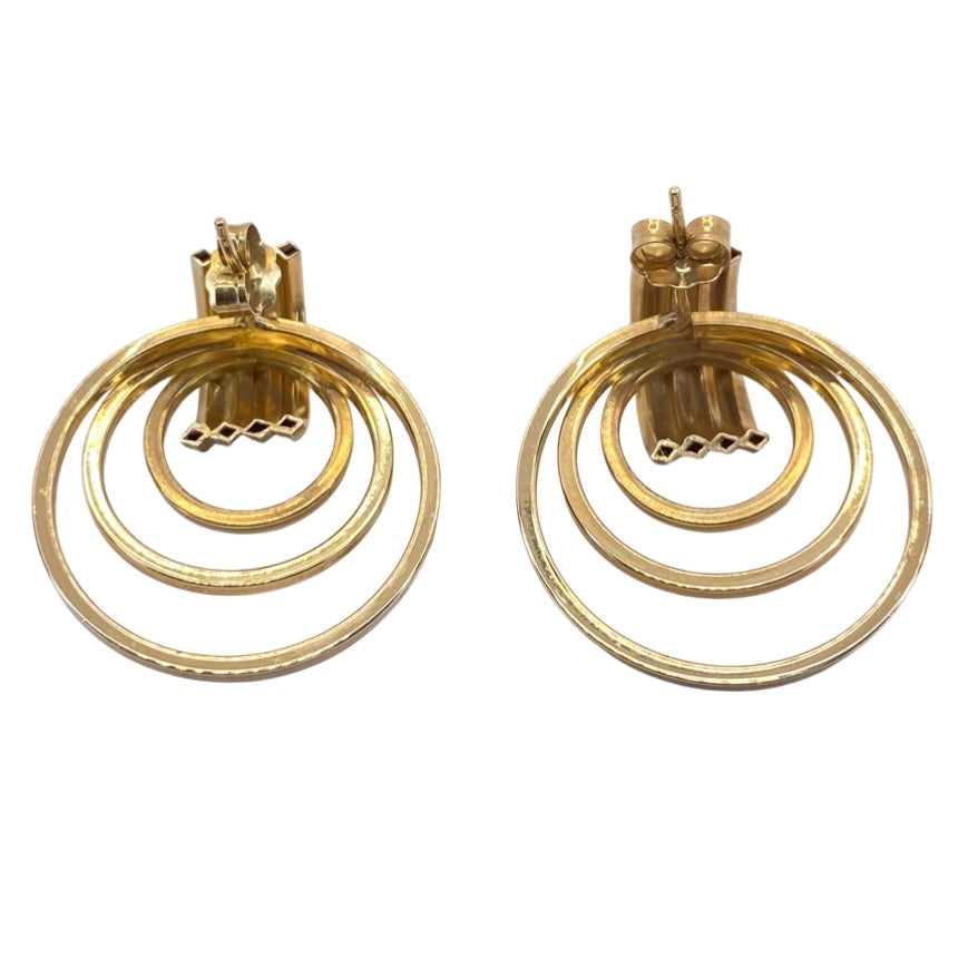 14K Yellow Gold Triple Circle Earrings WWLE7