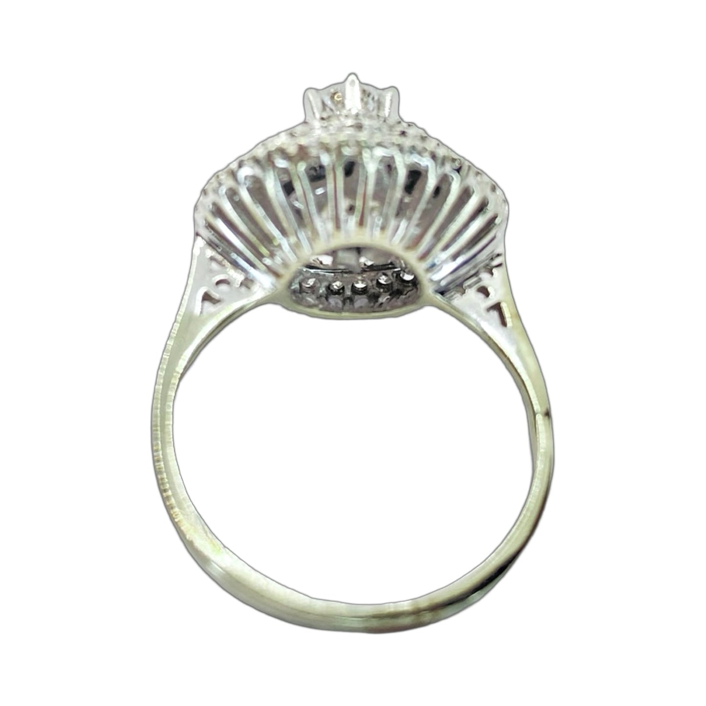 Estate Jewelry 18K White Gold Ballerina Style Diamond Cocktail Ring