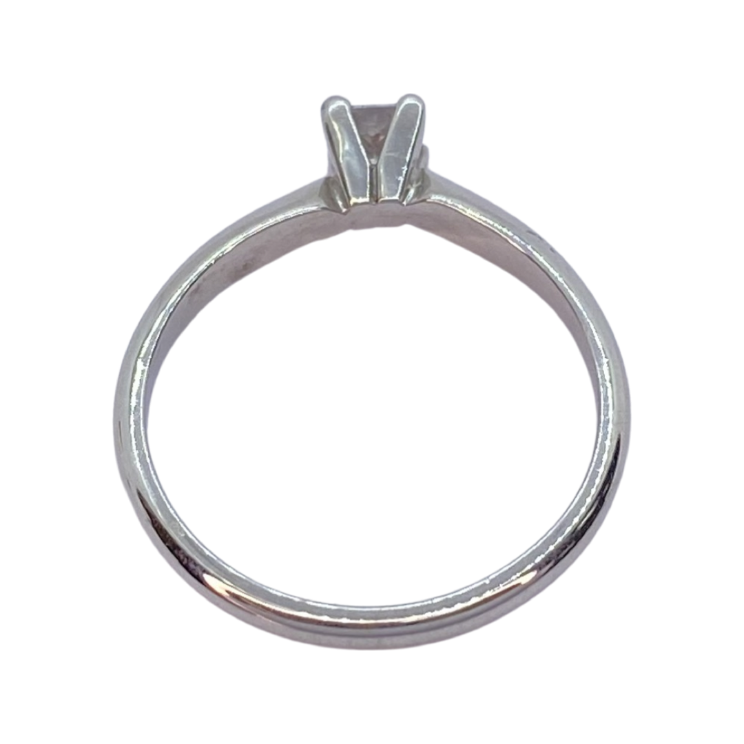 14K White Gold Solitaire Princess Cut Diamond Ring